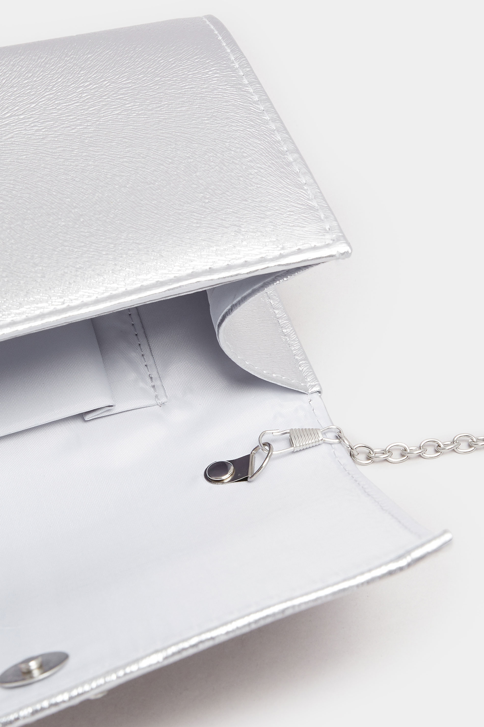 Silver Faux Leather Diamante Buckle Clutch Bag | Yours Clothing 6
