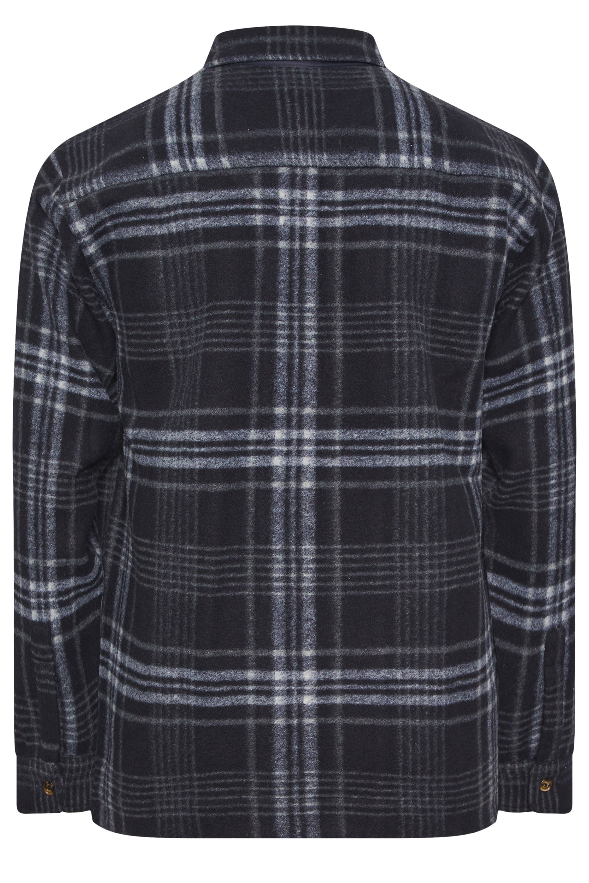 BadRhino Big & Tall Blue Check Print Zip Through Overshirt | BadRhino 7