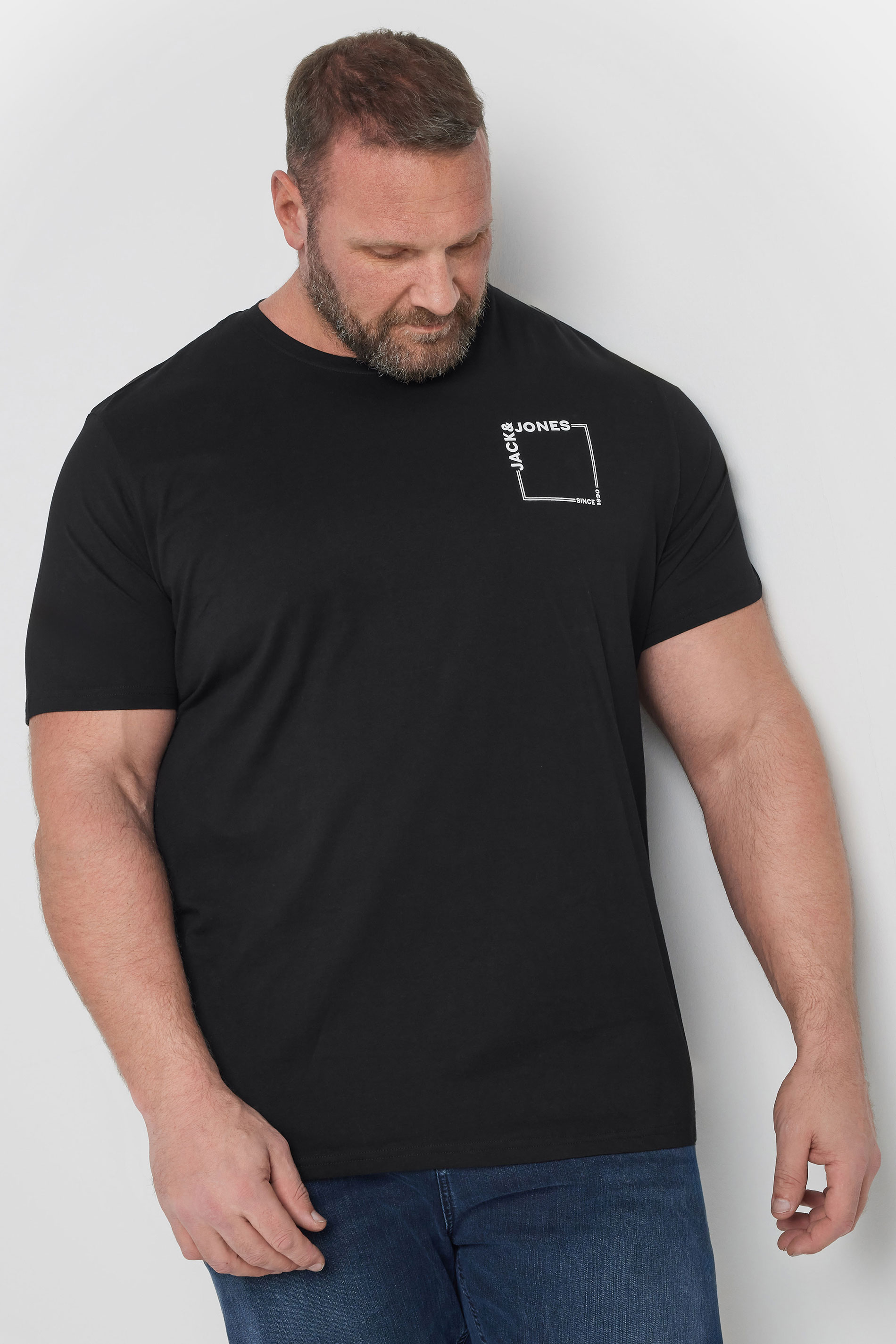 JACK & JONES Big & Tall Black 'Verner' T-Shirt | BadRhino 1