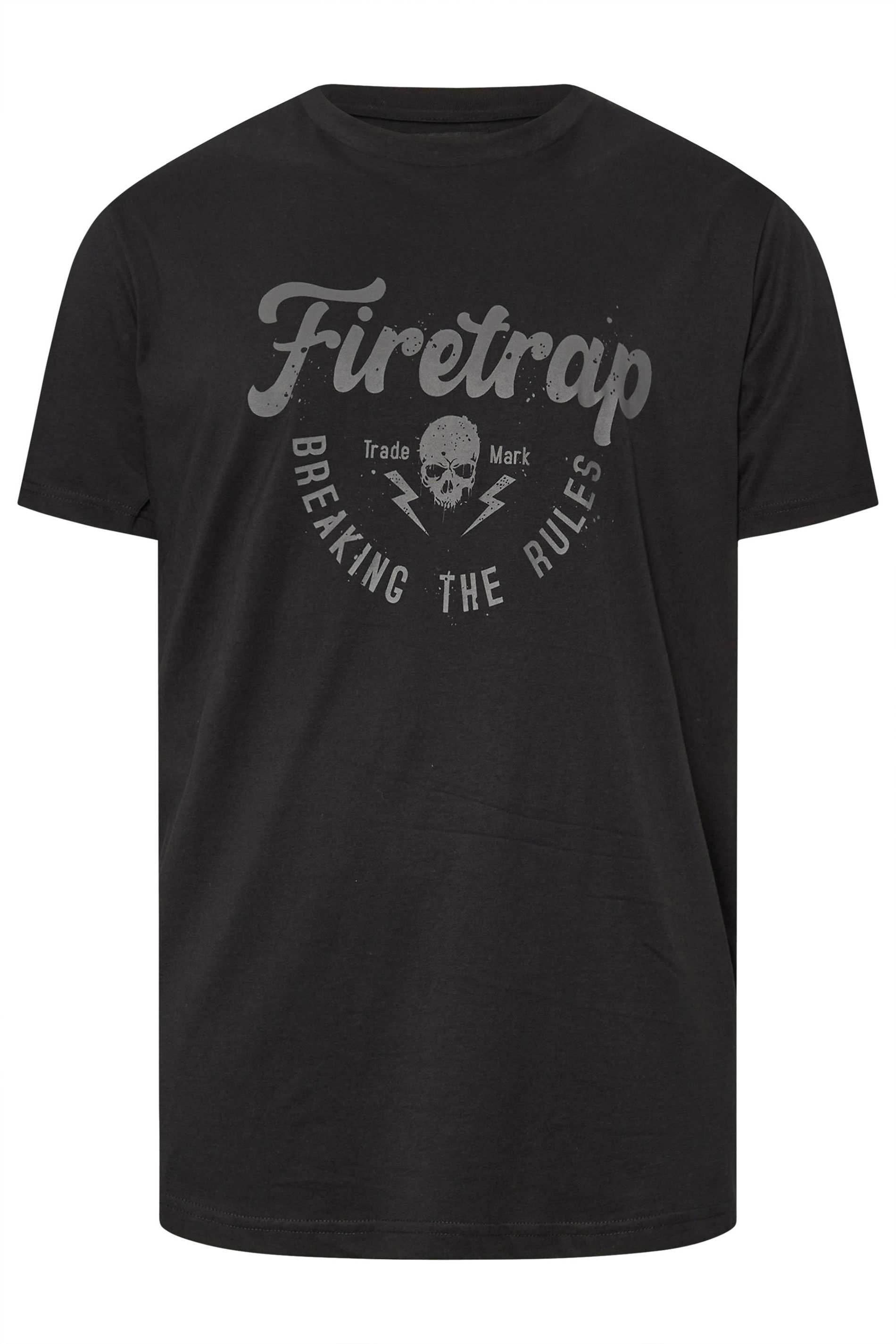 FIRETRAP Big & Tall Black 'Breaking The Rules' Print T-Shirt | BadRhino 3