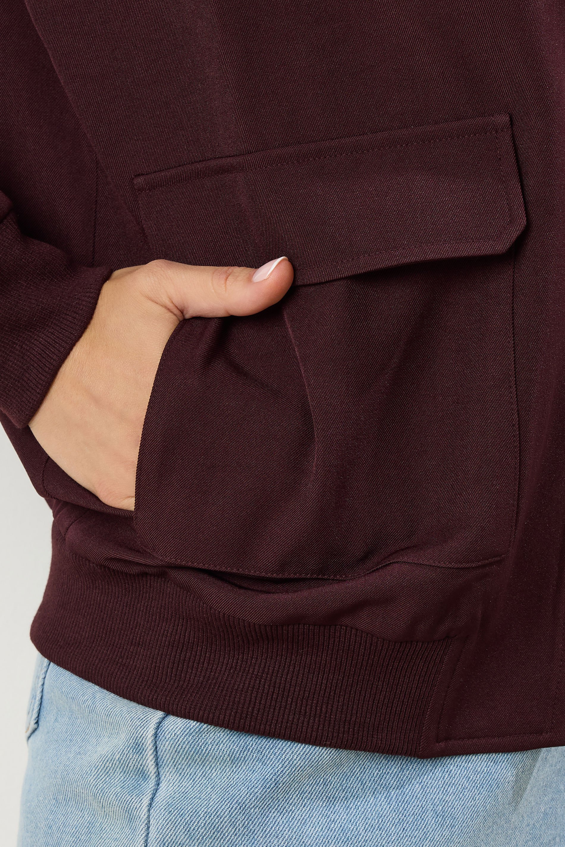 LTS Tall Burgundy Red Pocket Bomber Jacket | Long Tall Sally 5