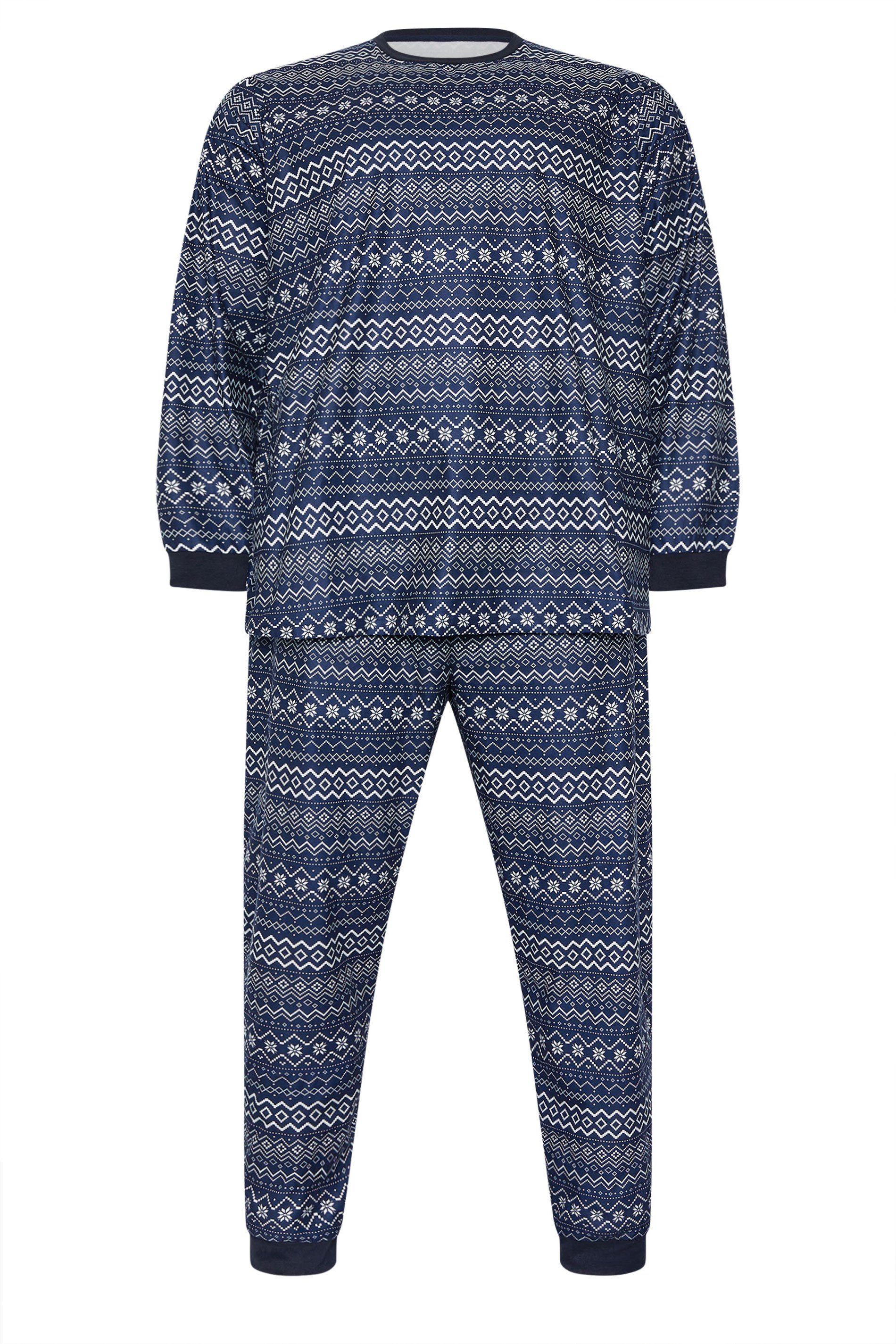BadRhino Big & Tall Navy Blue Fairisle Pyjama Set | BadRhino 6