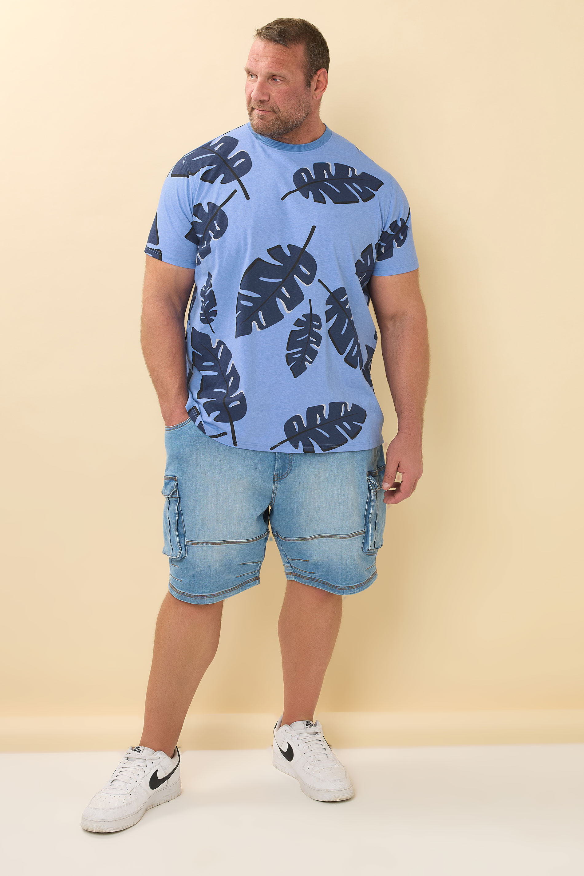 BadRhino Big & Tall Blue Palm Print Short Sleeve T-Shirt | BadRhino 3