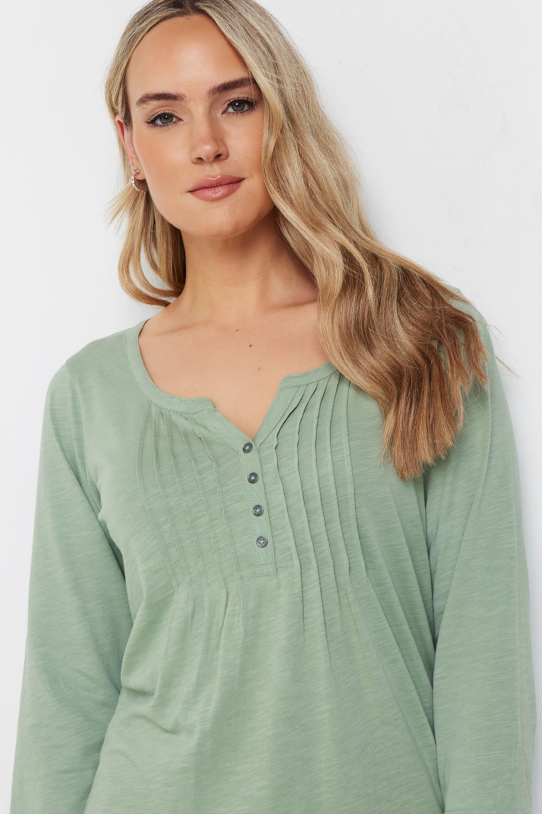 LTS 2 PACK Tall Sage Green & Navy Blue Cotton Henley Tops | Long Tall Sally 6