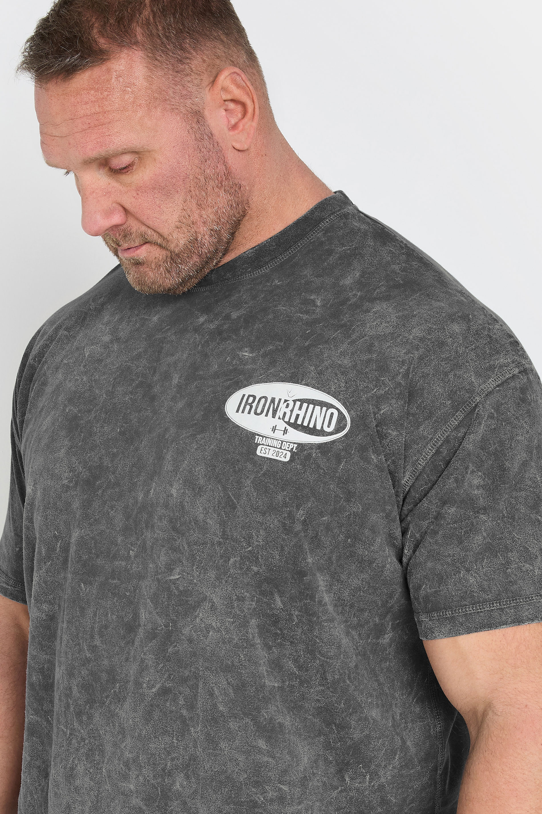 IronRhino Big & Tall Grey 'Training Dept' Acid Wash T-Shirt | BadRhino 4