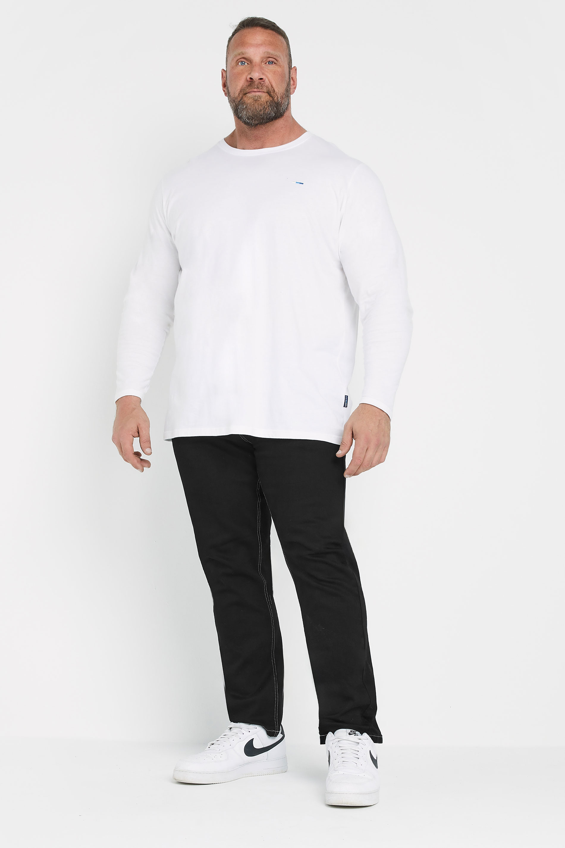 BadRhino Big & Tall Black Contrast Stitch Straight Leg Jeans | BadRhino 3