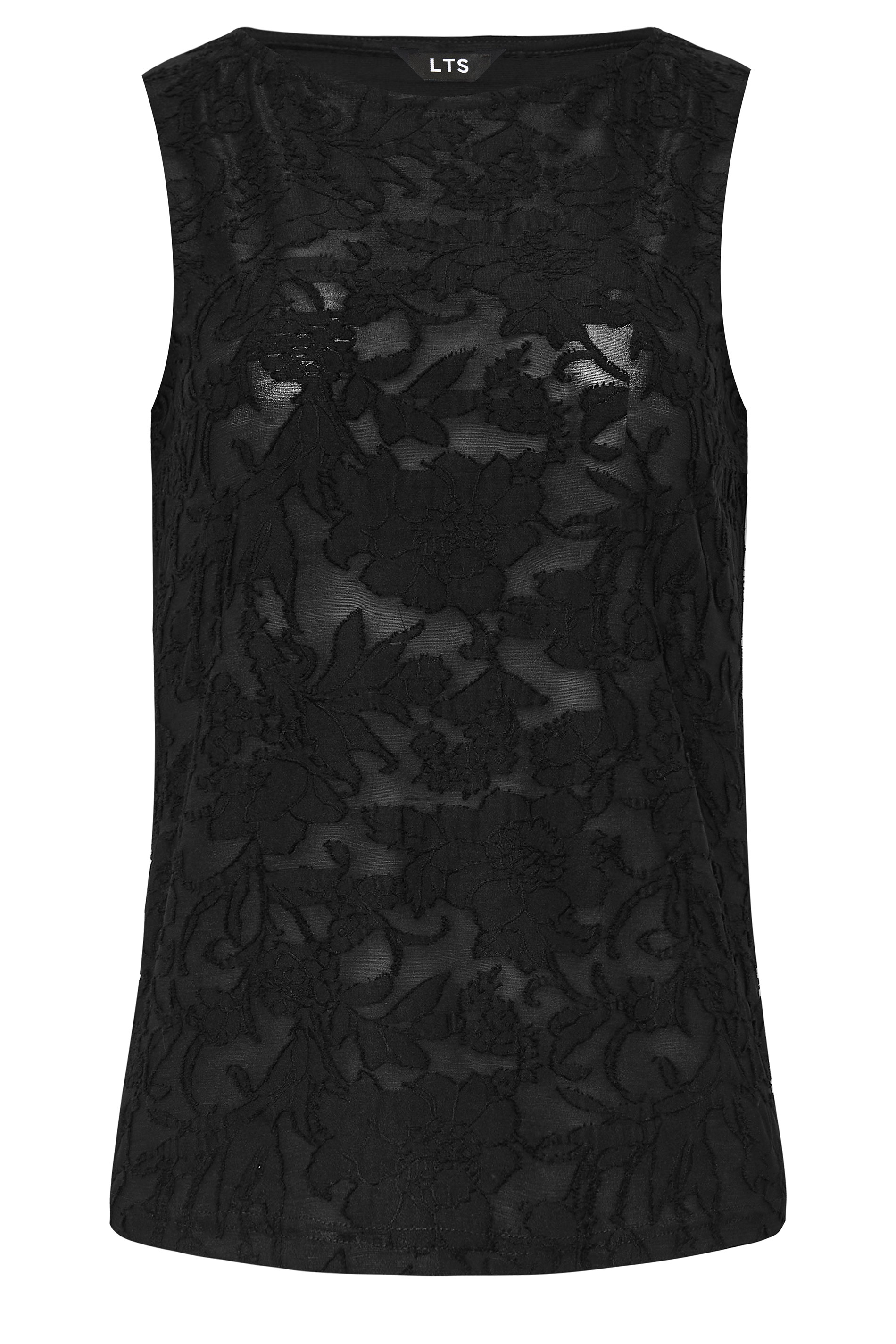 LTS Tall Black Floral Burnout Print Vest | Long Tall Sally  5