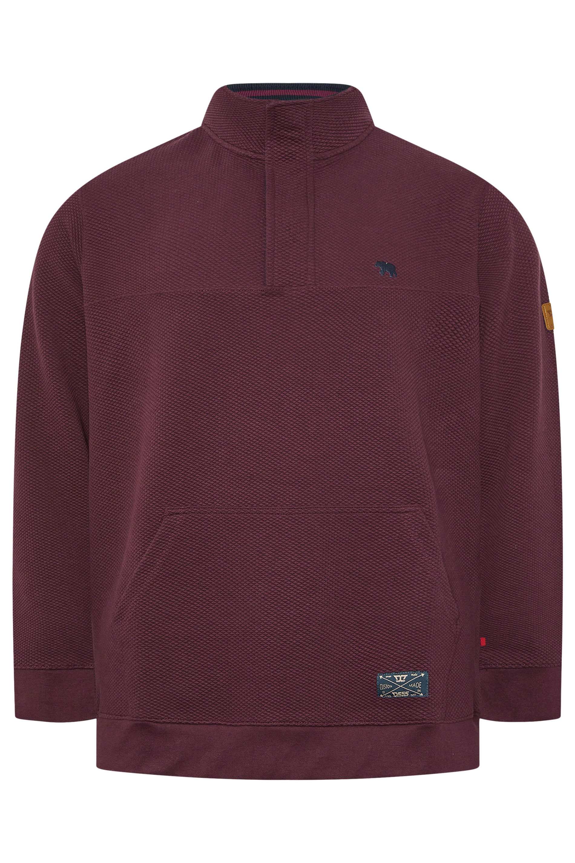 D555 Big & Tall Burgundy Red Quilted Quarter Zip Sweatshirt | BadRhino 4
