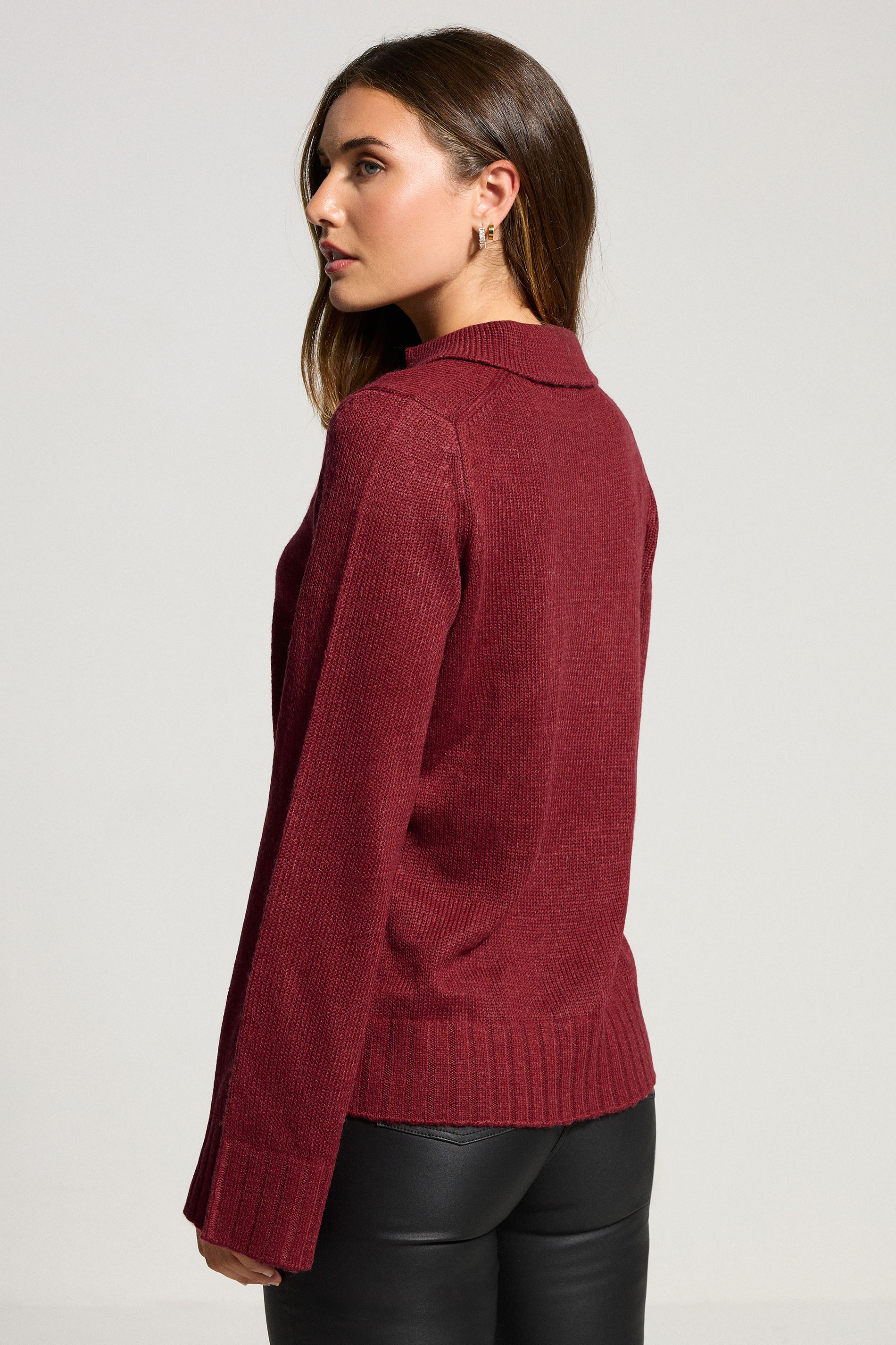 LTS Tall Red Knitted Collared Jumper | Long Tall Sally 3