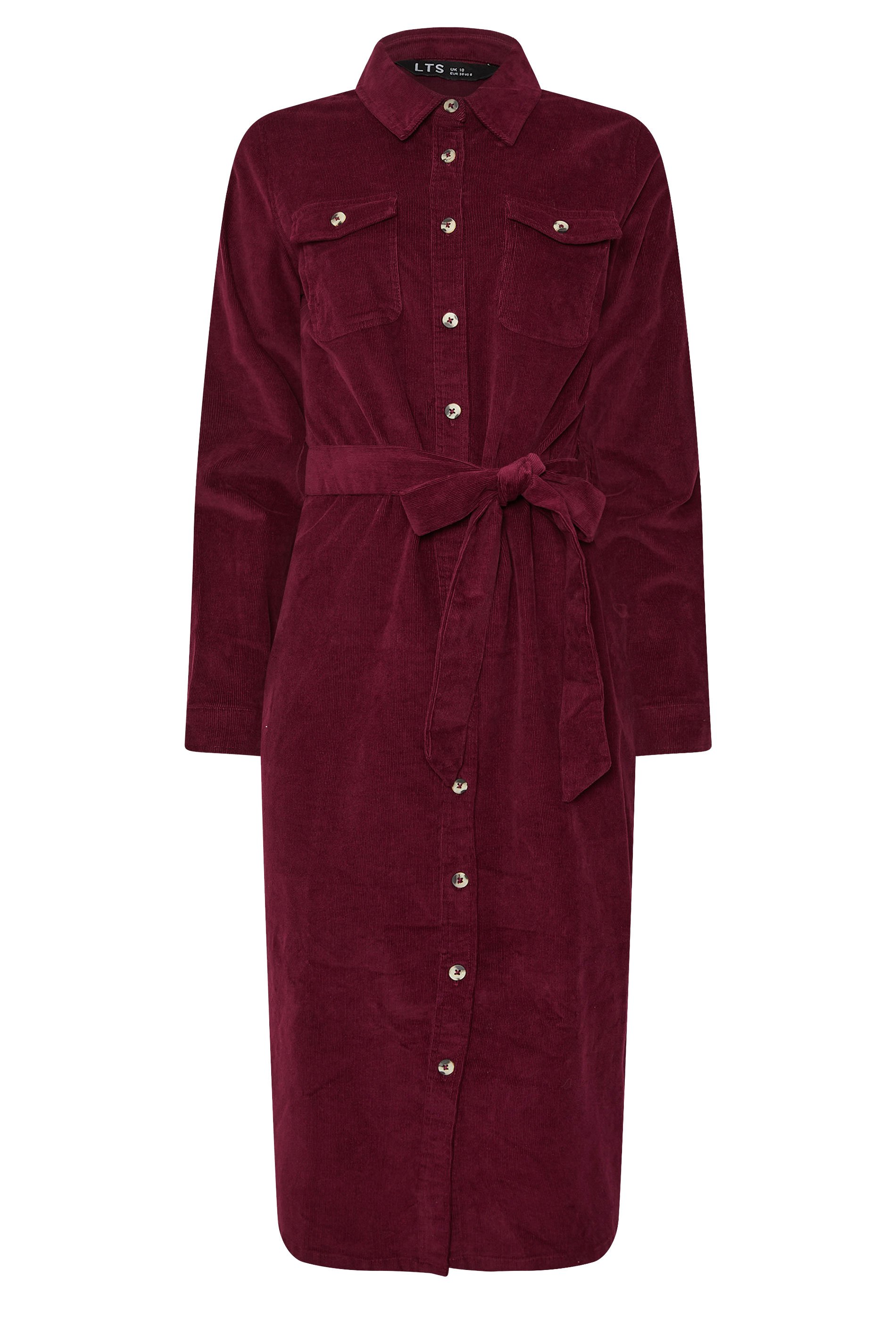 LTS Tall Berry Red Cord Shirt Dress | Long Tall Sally 5