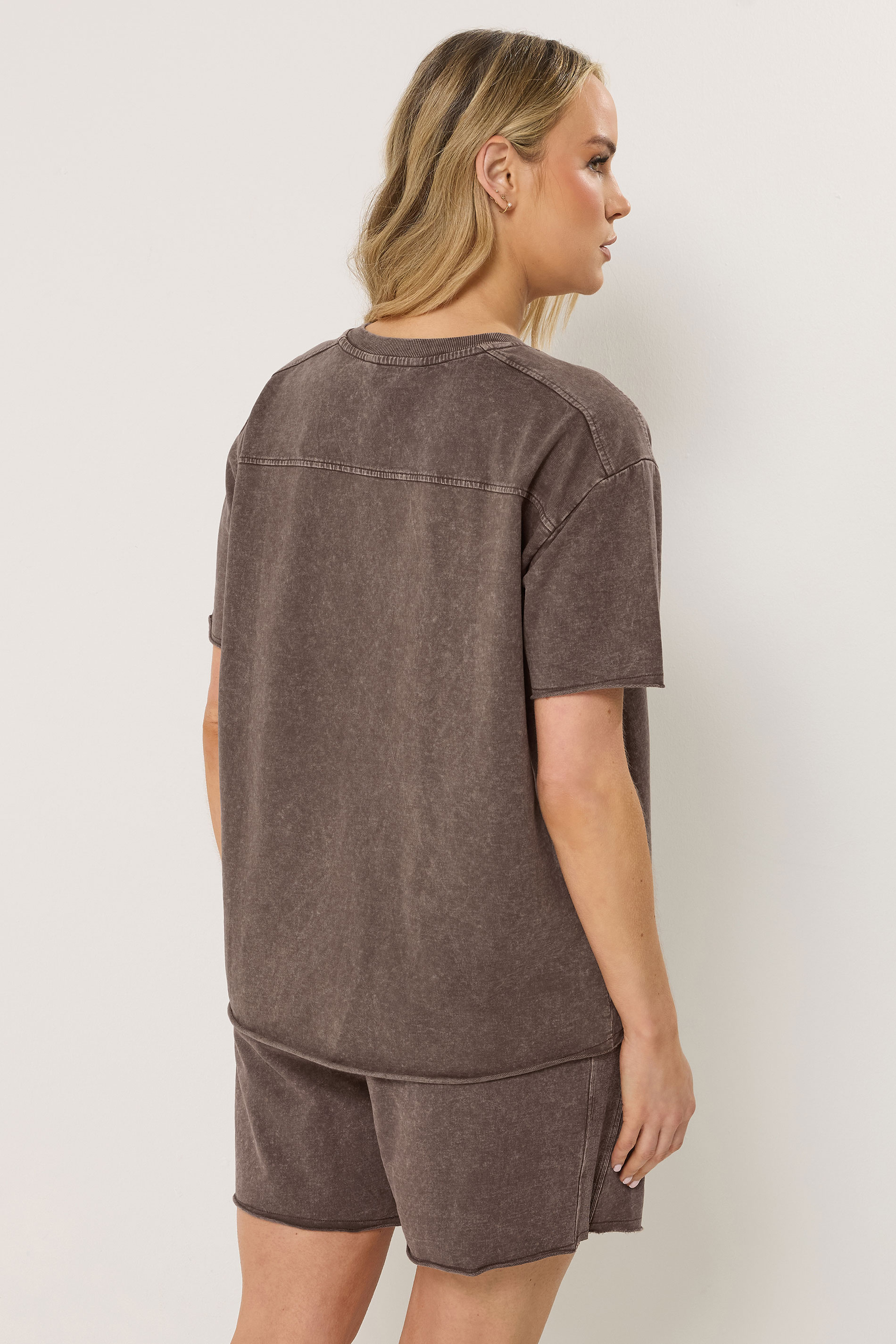 LTS Tall Woman's Chocolate Brown Acid Wash Oversized T-Shirt | Long Tall Sally 4
