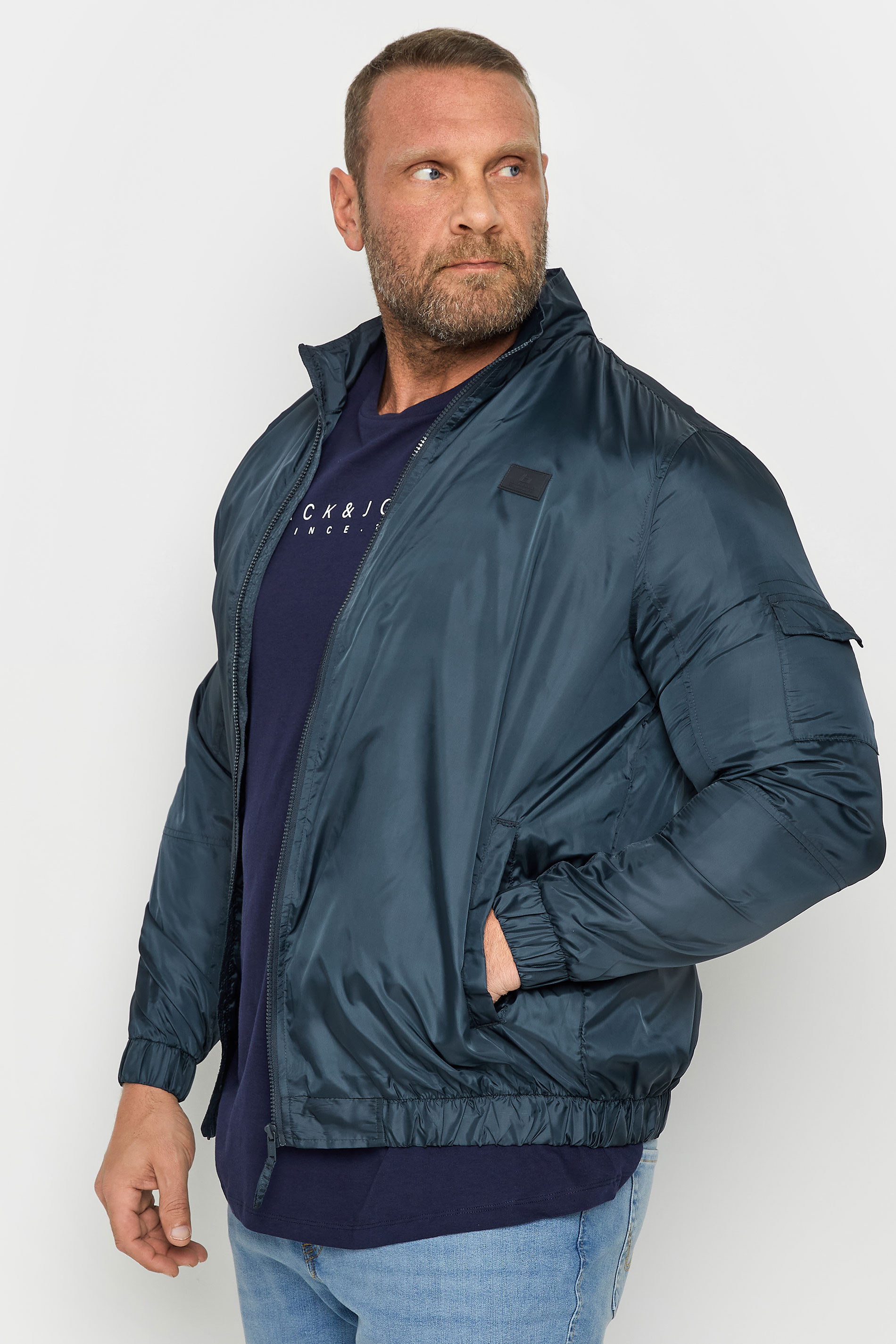 BLEND Big & Tall Navy Blue Lightweight Jacket | BadRhino 1