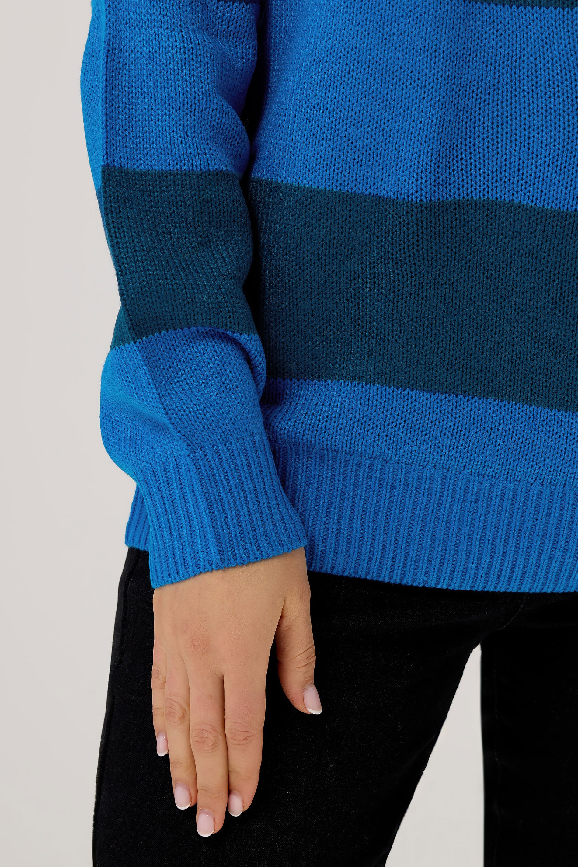 LTS Tall Blue Knitted Stripe Crew Neck Jumper | Long Tall Sally 4