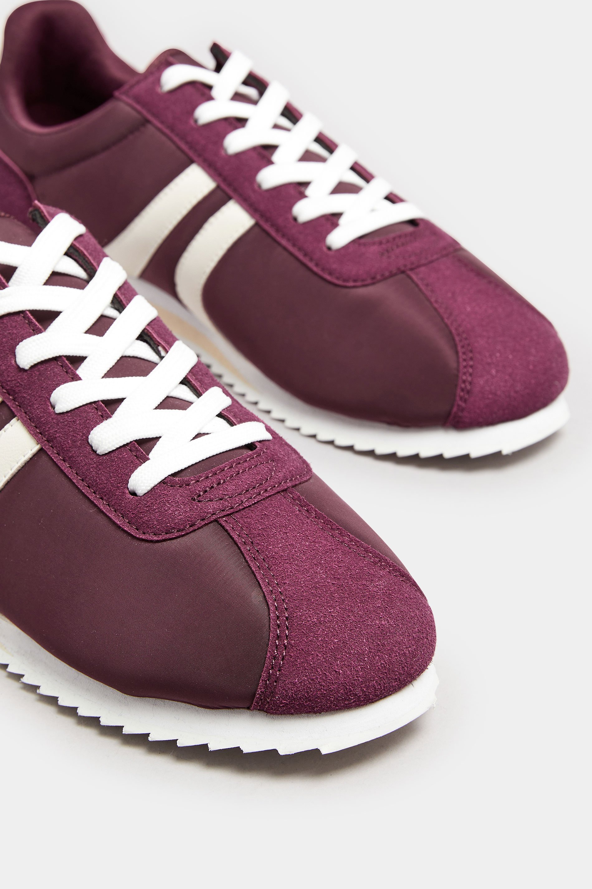 LTS Burgundy Red Runner Contrast Stripe Trainers In Standard Fit | Long Tall Sally 5