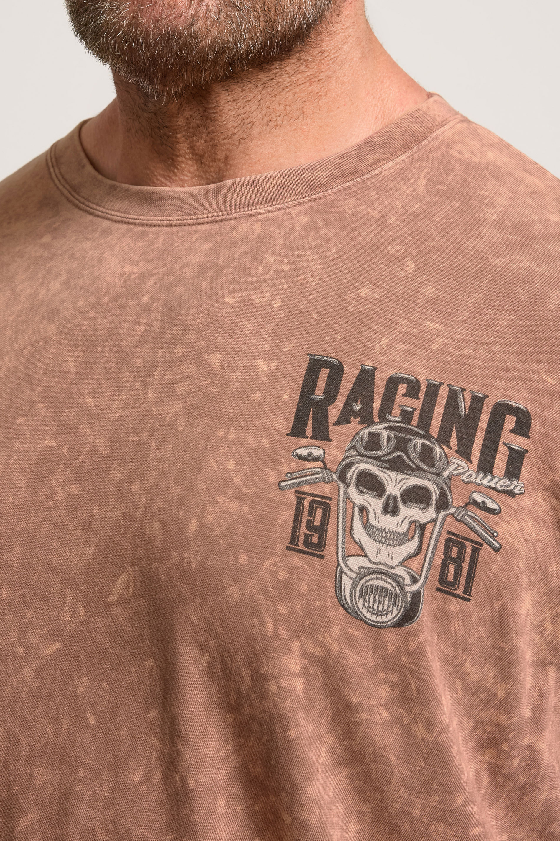 BadRhino Big & Tall Brown Acid Wash Skull Graphic T-Shirt | BadRhino 5