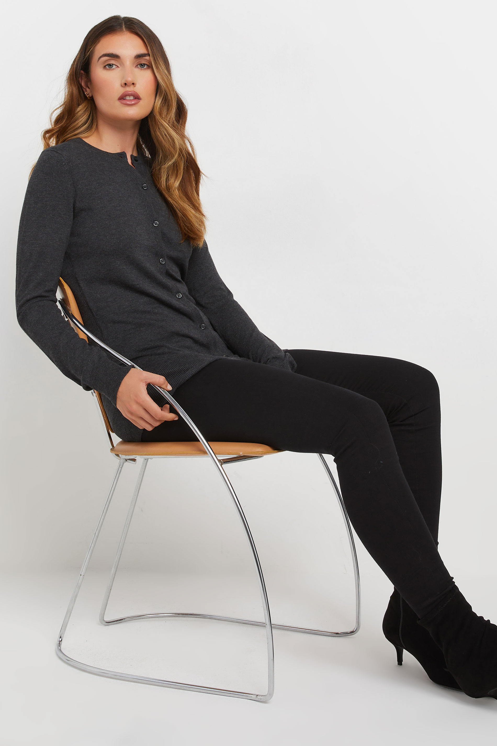 LTS Tall Dark Grey Button Down Knit Cardigan | Long Tall Sally 2