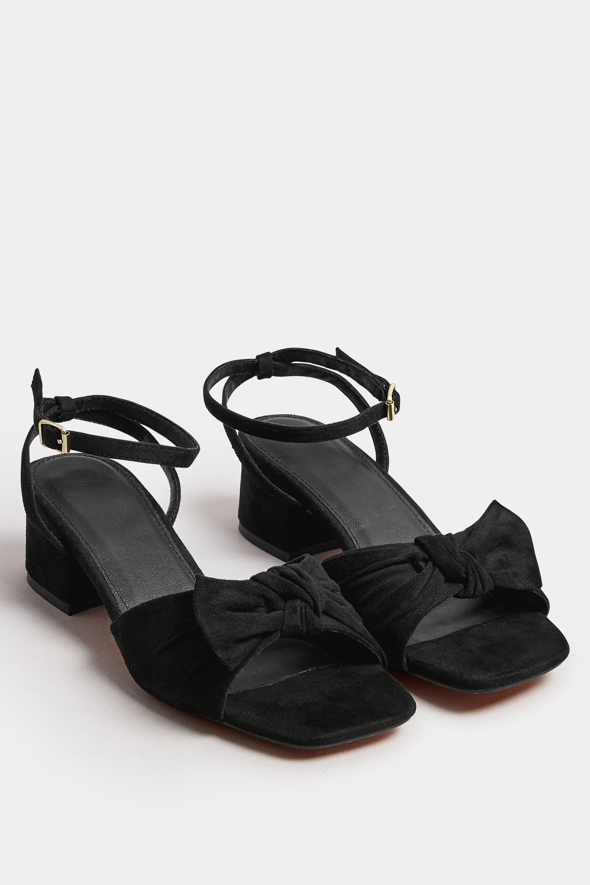 Black Faux Suede Bow Front Block Heels In Wide E Fit & Extra Wide EEE Fit | Yours Clothing 2