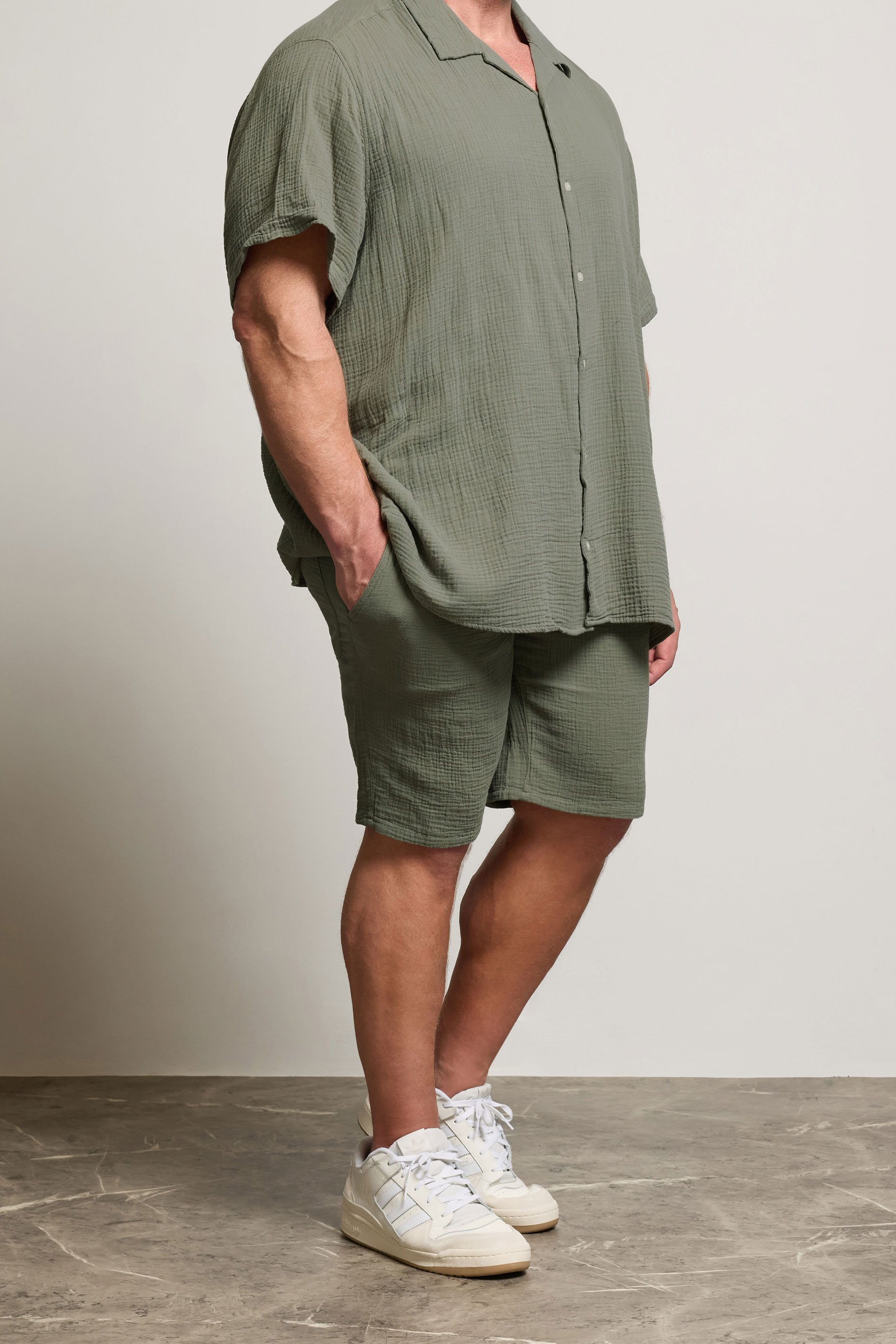 JACK & JONES Big & Tall Basil Green Elasticated Waist Shorts | BadRhino 1