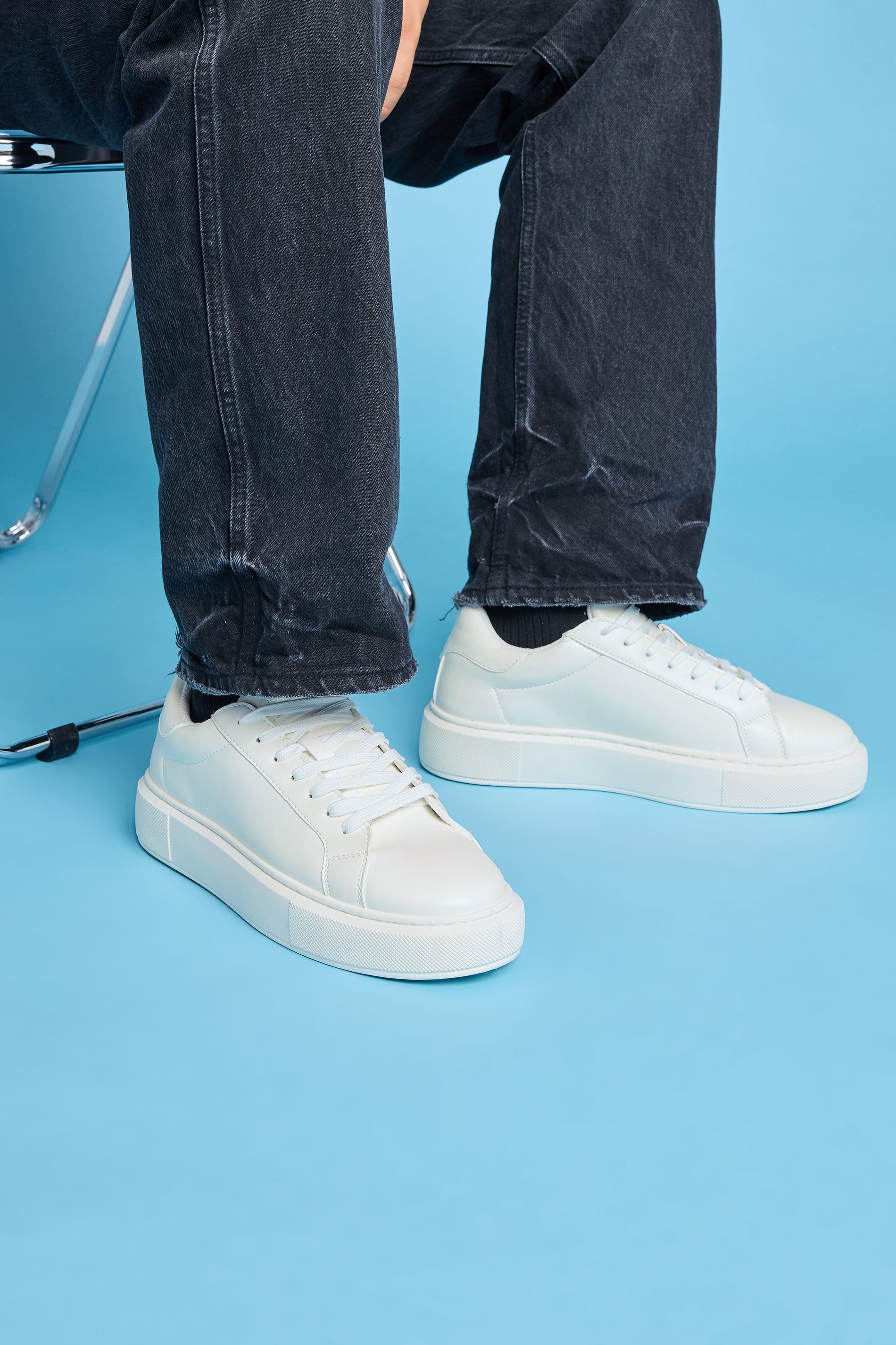 JACK & JONES White Cupsole PU Trainer | BadRhino 1