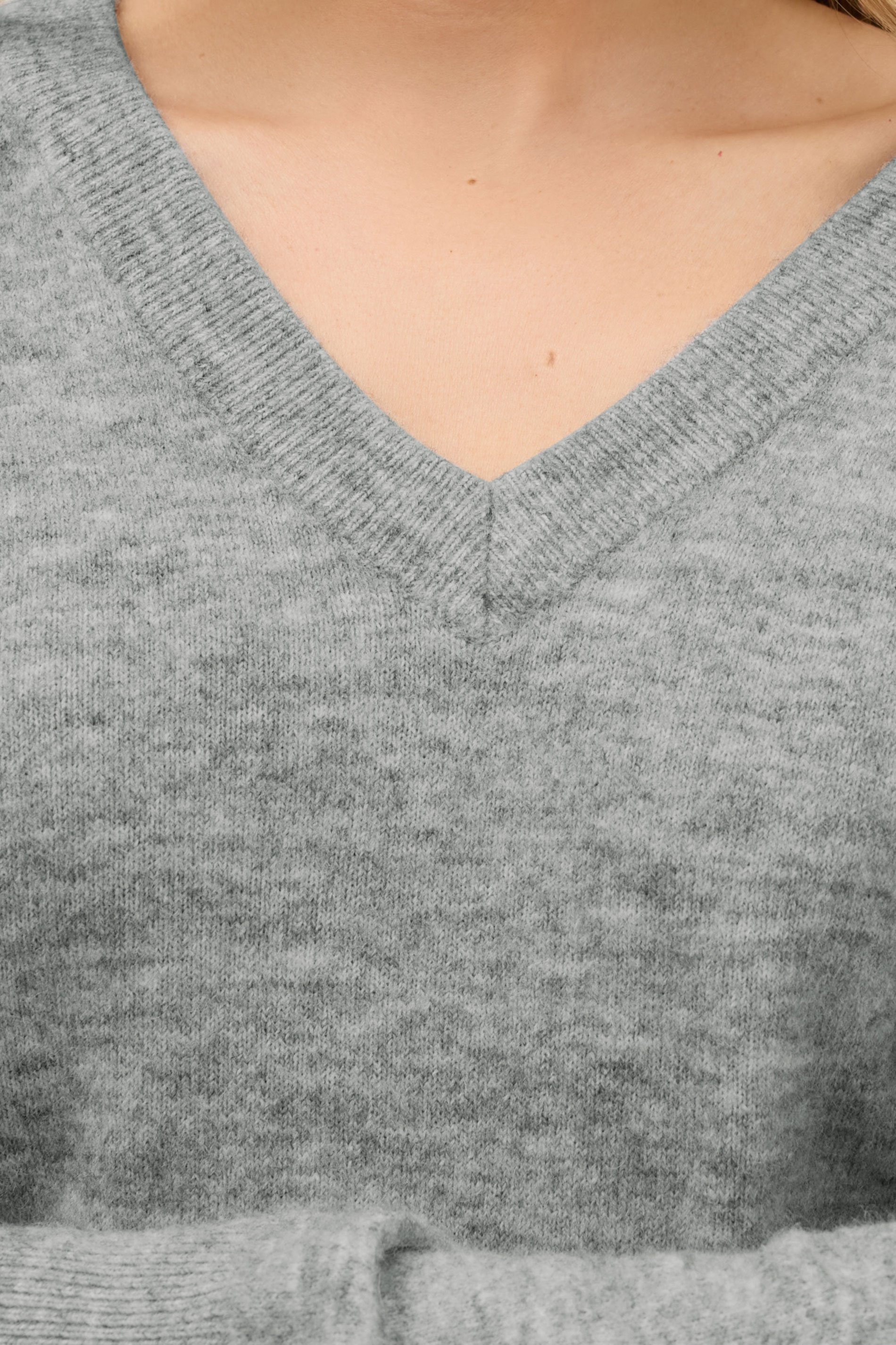 LTS PREMIUM Tall Grey Knit V-Neck Jumper | Long Tall Sally 5