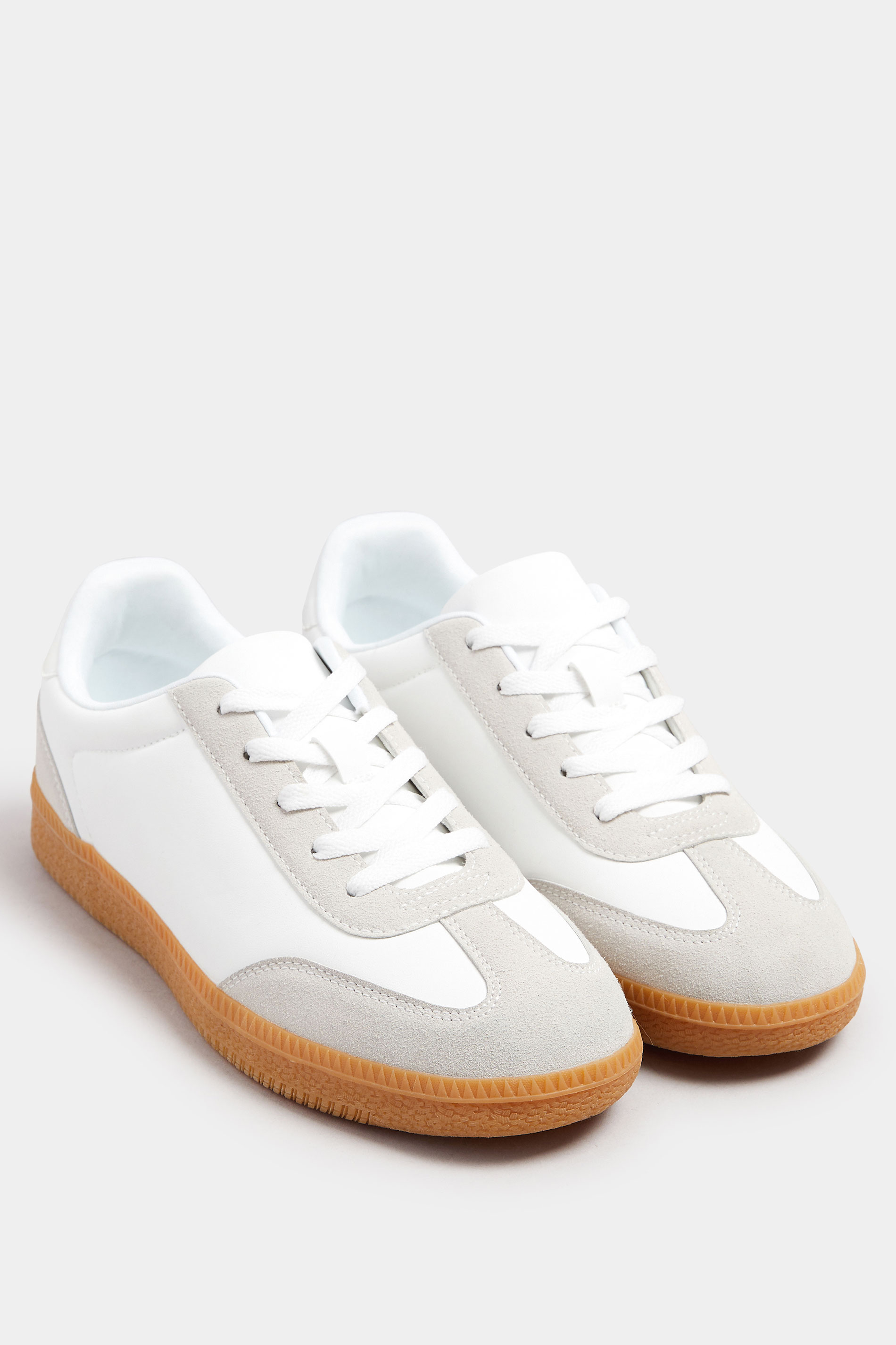 LTS Ivory White Retro Gum Sole Trainer In Standard Fit | Long Tall Sally 2