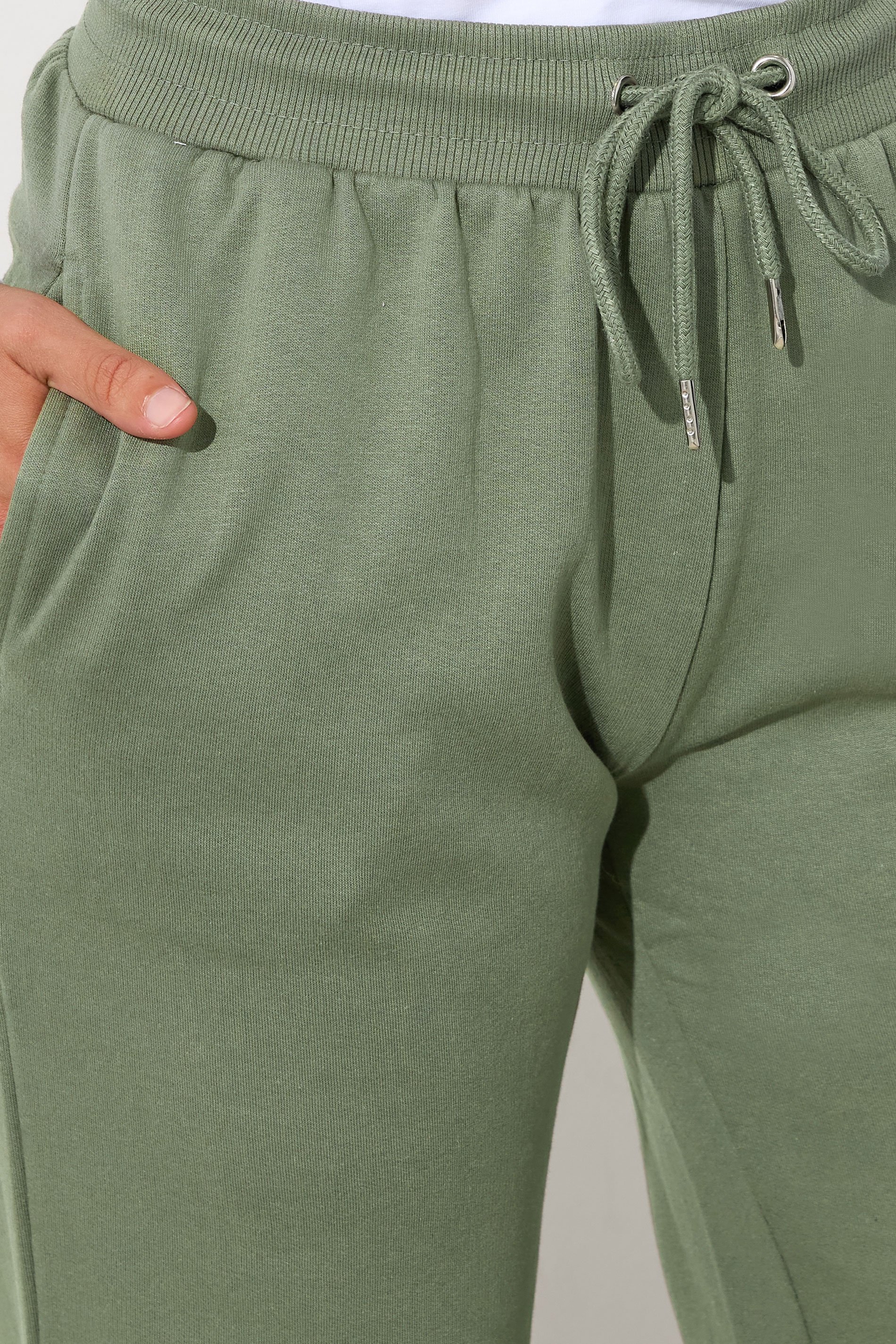 LTS Tall Khaki Green Wide Leg Joggers | Long Tall Sally 5