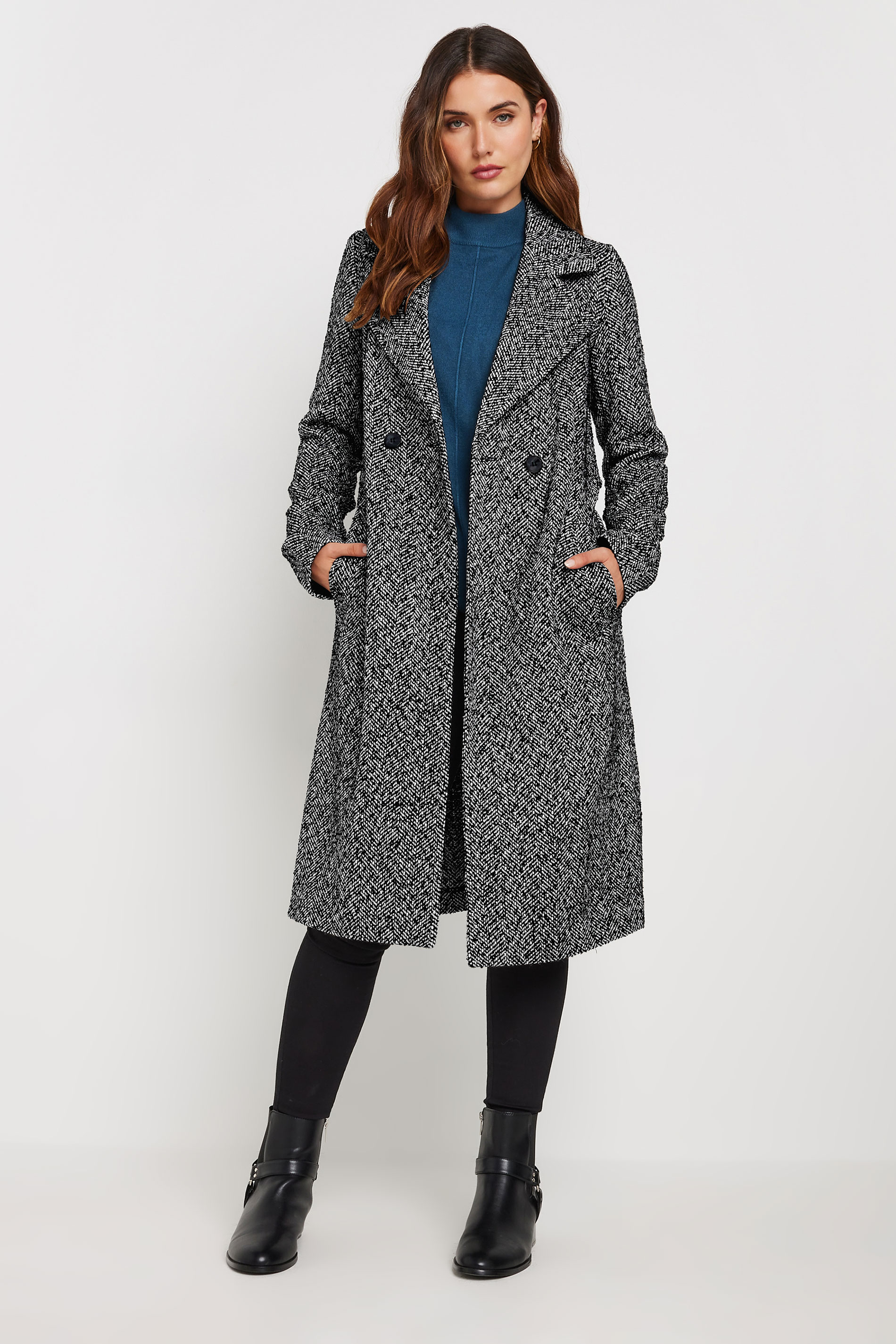 60s- Berry Burk　Herringbone Long Coat Double Herringbone Seamless Coat, Light Beige