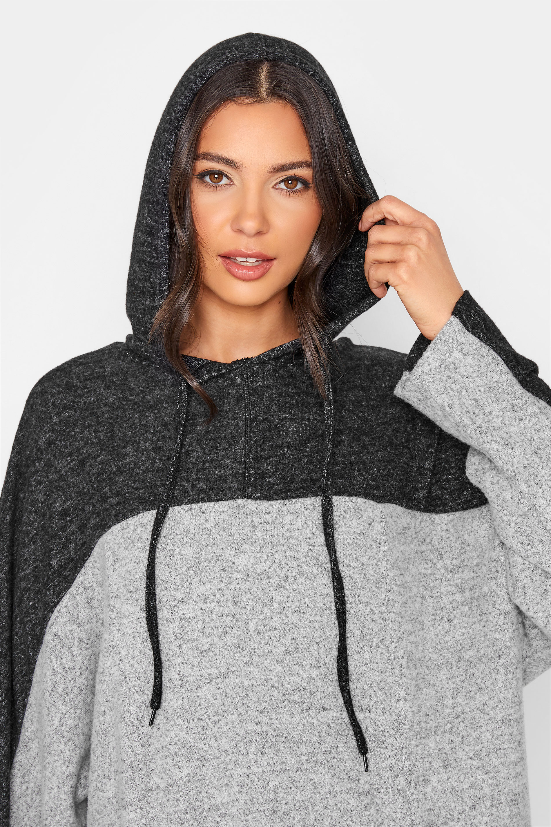 Tall Women's LTS Grey Colourblock Soft Touch Hoodie | Long Tall Sally 4