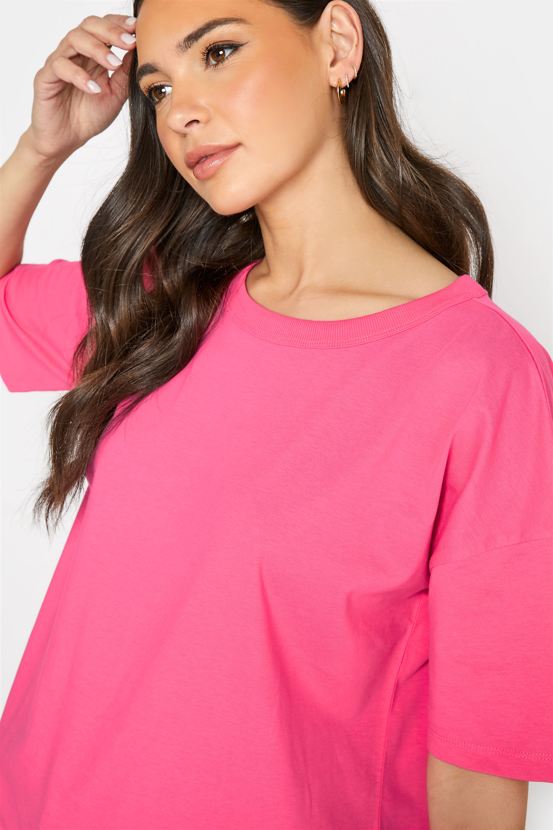 LTS Tall Women's Bright Pink Oversized Tunic T-Shirt