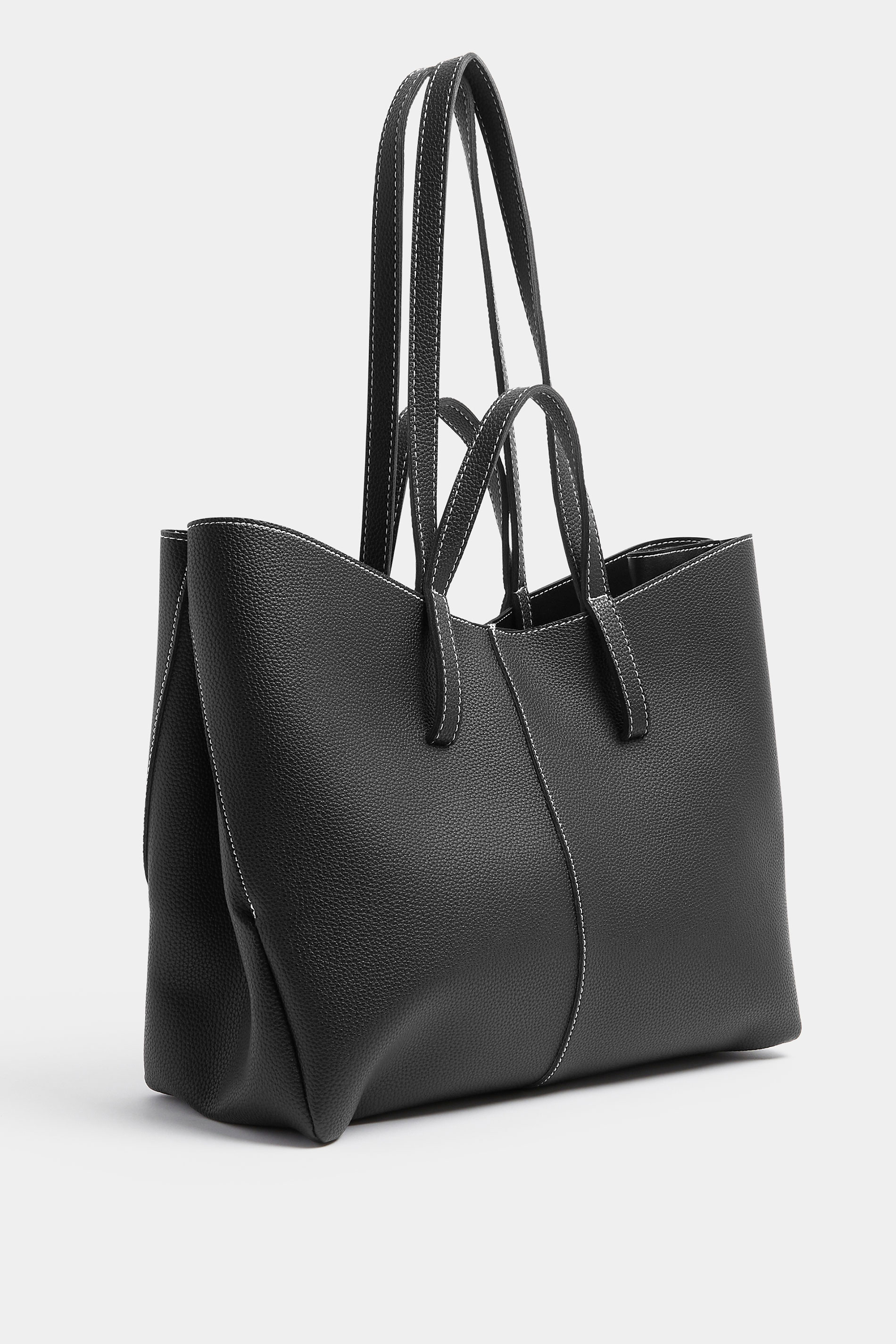 Black Faux Leather Slouchy Shoulder Bag | Yours Clothing 2