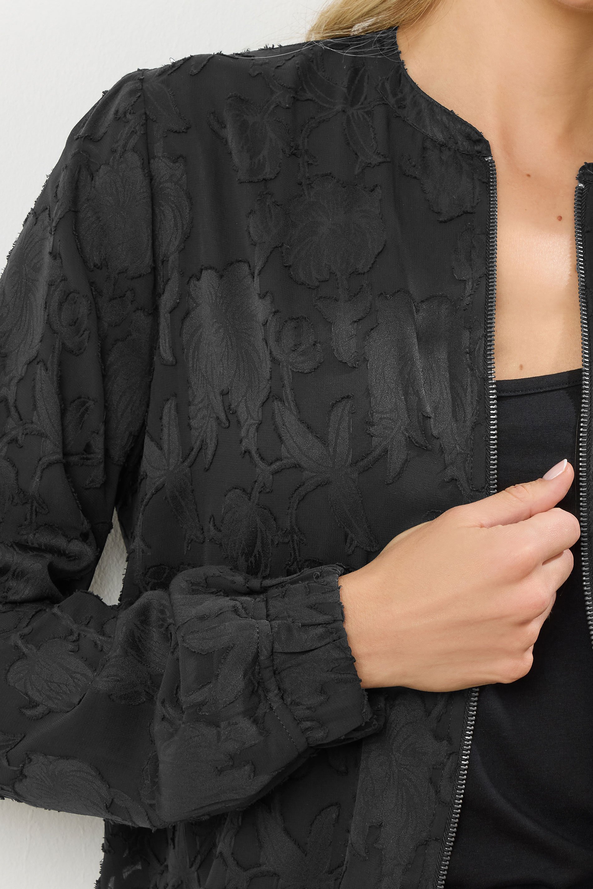 LTS Tall Black Jacquard Bomber Jacket | Long Tall Sally 6