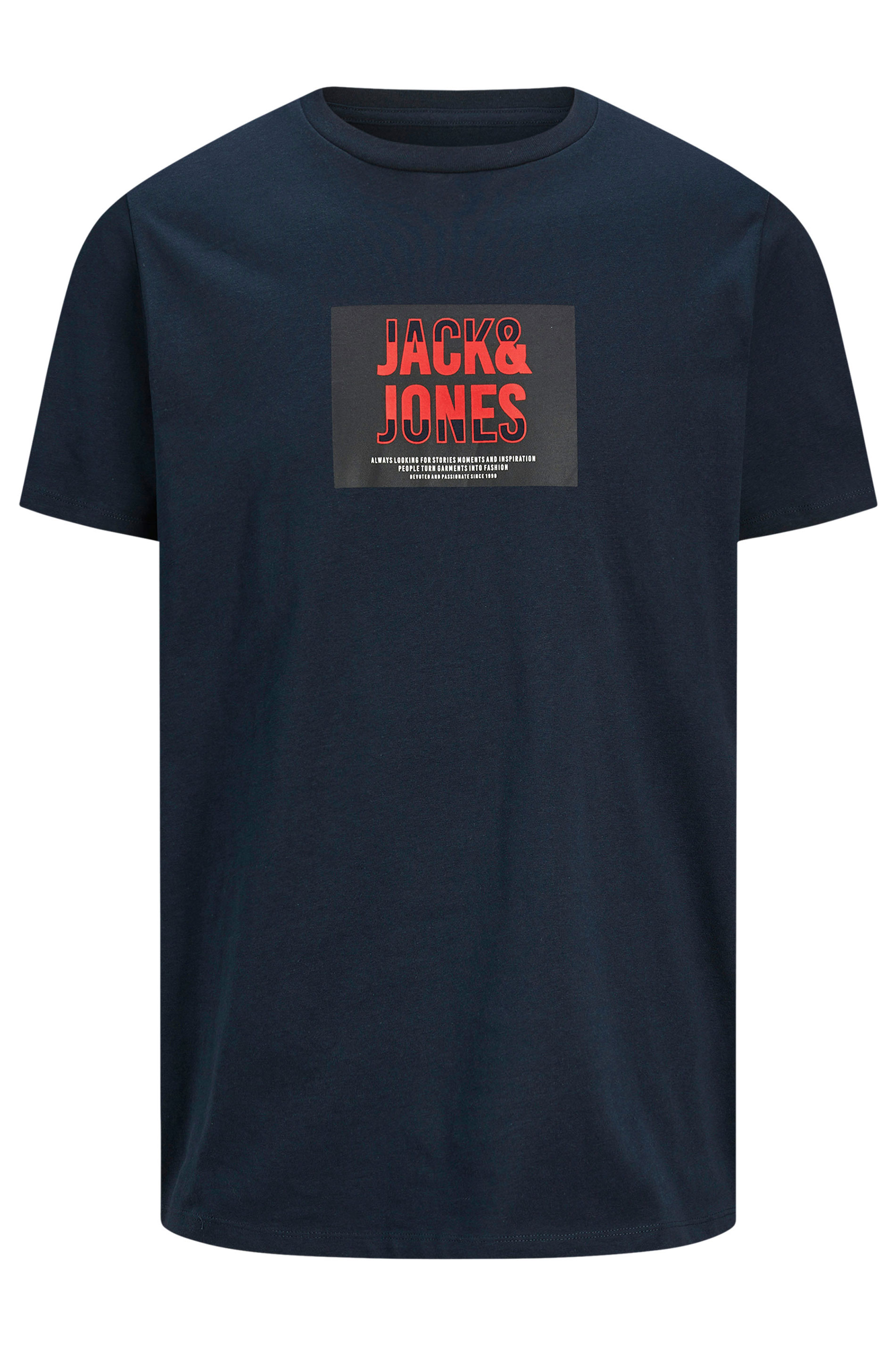 JACK & JONES Big & Tall Navy Blue Hudson T-Shirt | BadRhino 3