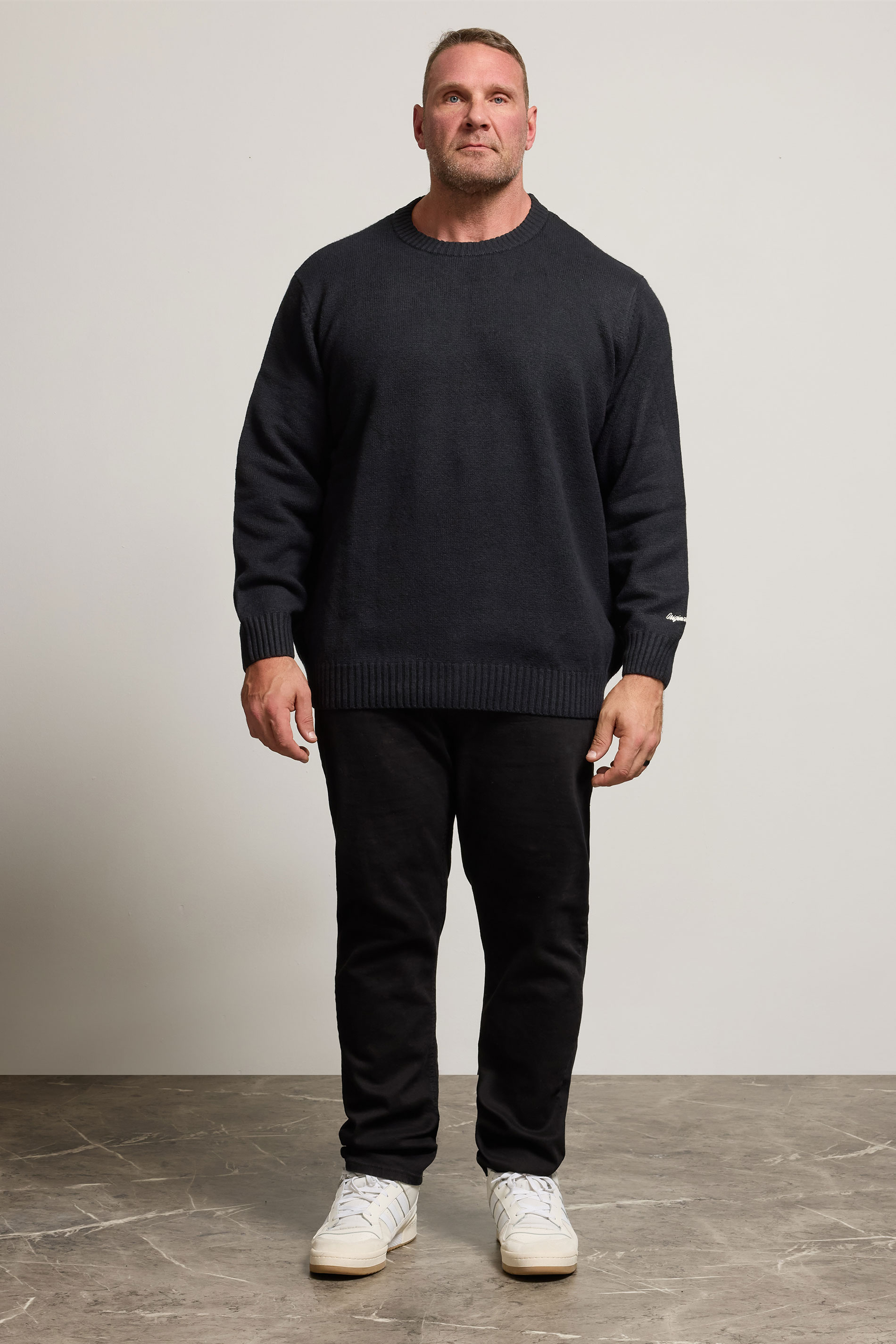 JACK & JONES Big & Tall Black Crew Neck Knit Jumper | BadRhino 2
