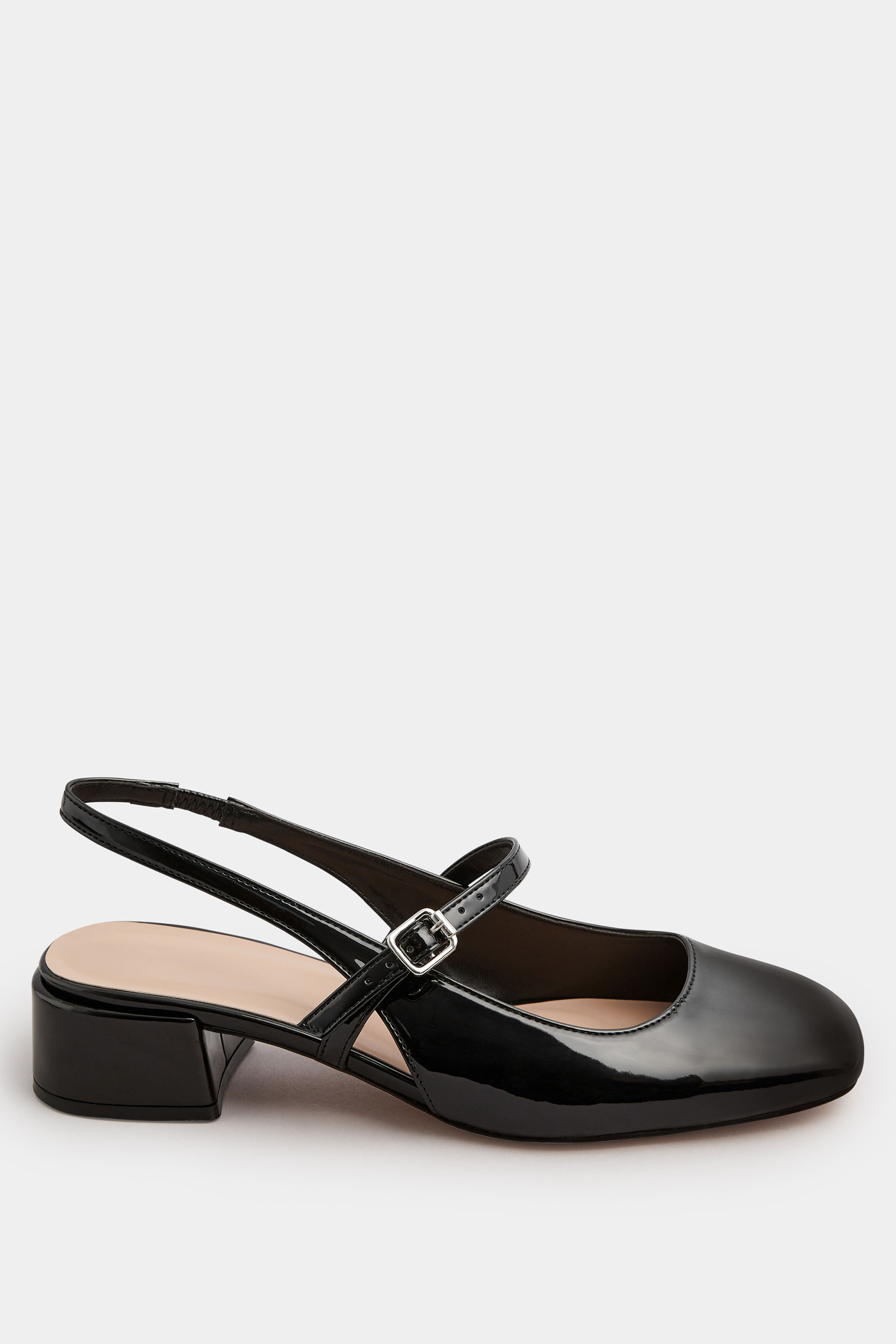 Black Patent Mary Jane Slingback Heels In Extra Wide EEE Fit | Yours Clothing 2