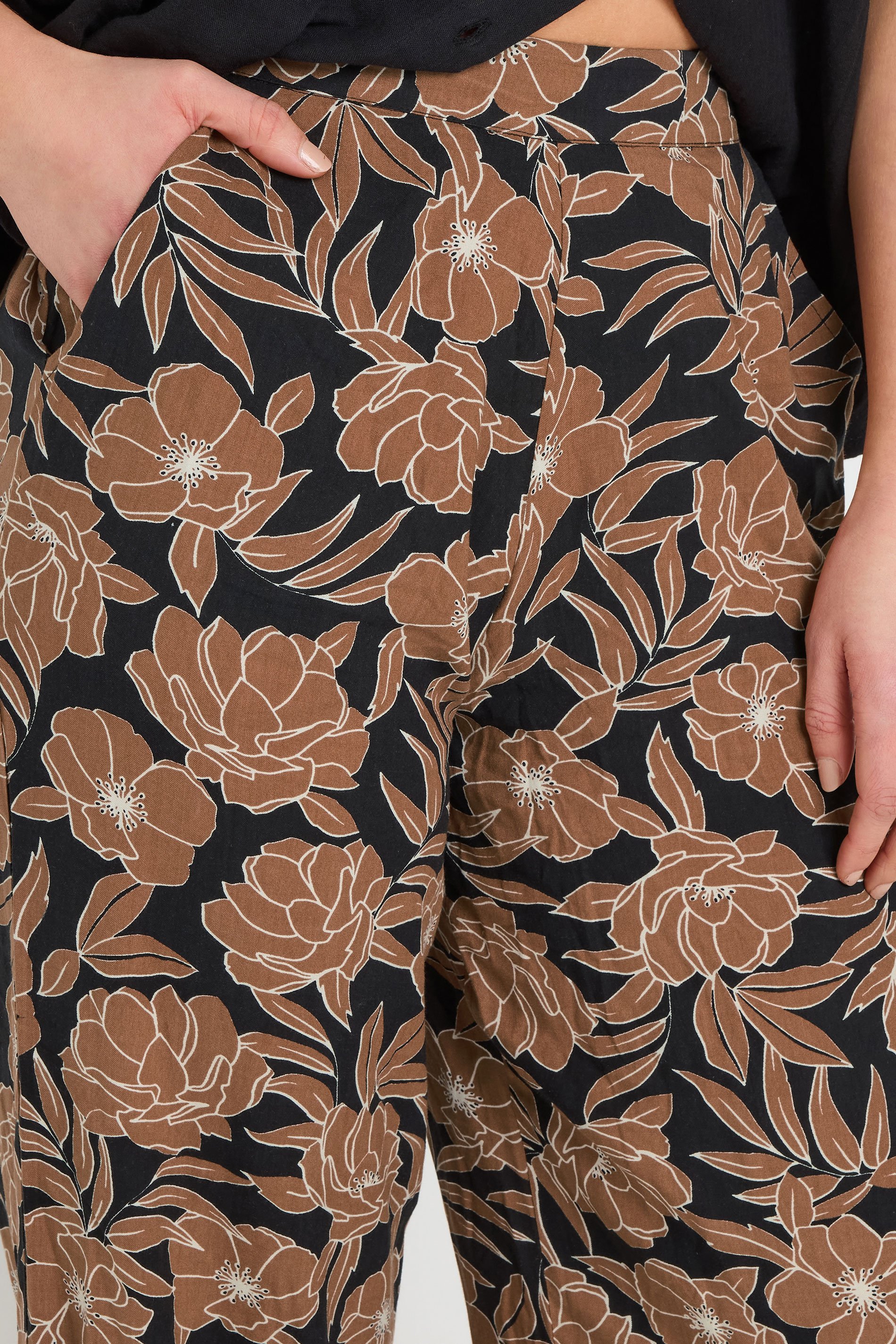 LTS Tall Rust Orange Floral Print Wide Leg Trousers | Long Tall Sally 5