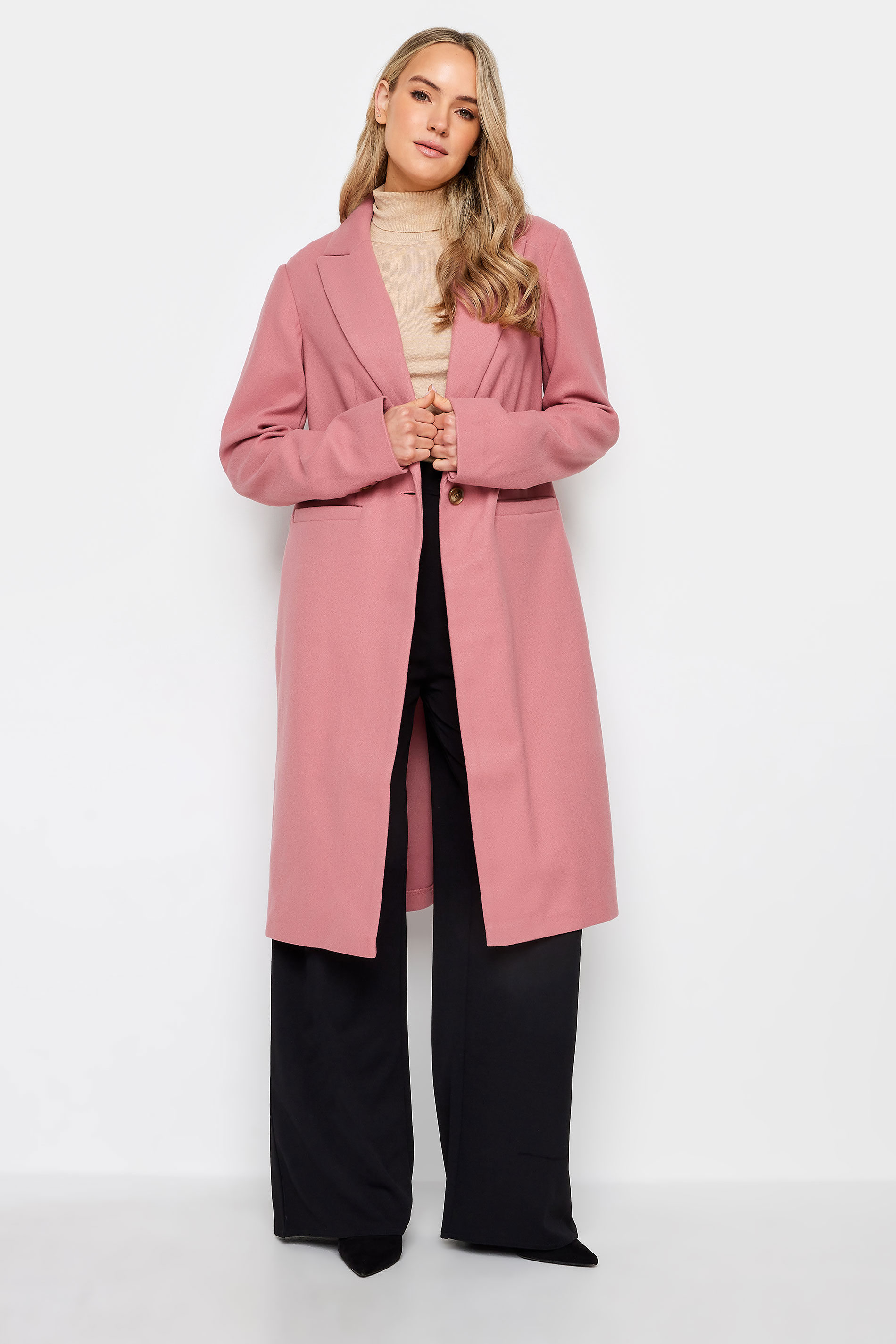 LTS Tall Women's Blush Pink Midi Formal Coat | Long Tall Sally 1