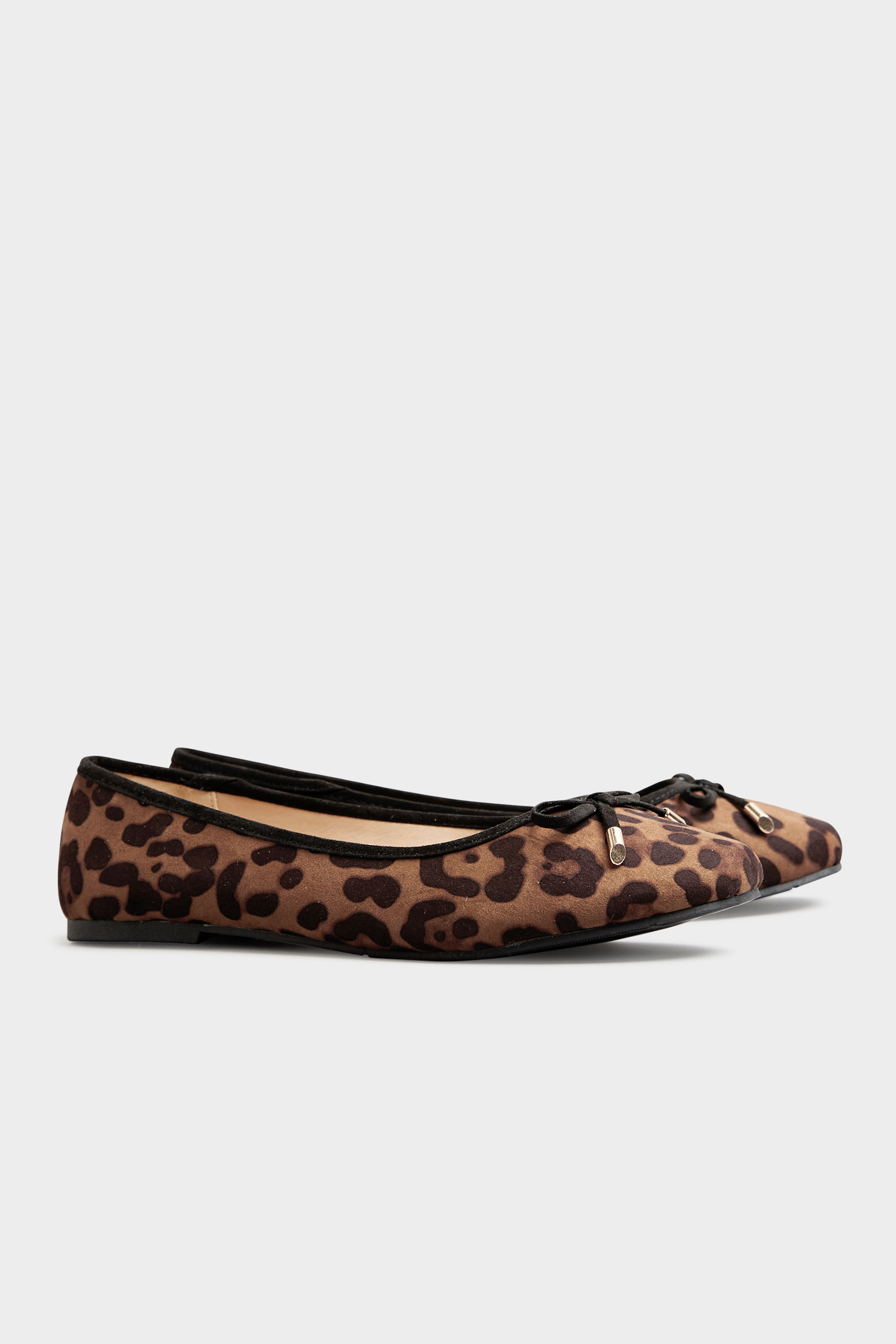 Plus Size Brown Leopard Print Ballet Pumps In Wide E Fit & Extra Wide EEE Fit | Yours Clothing 2