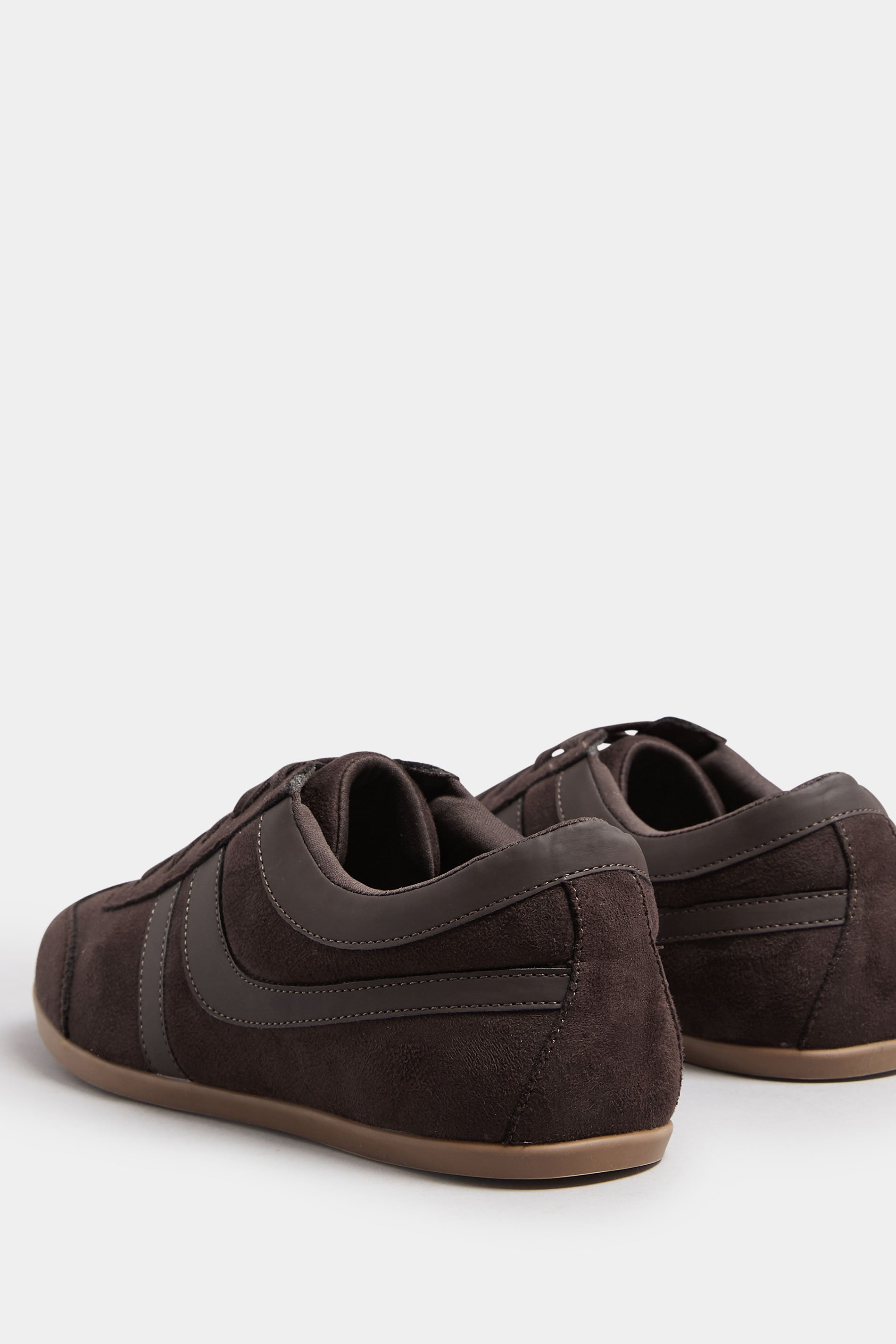 LTS Chocolate Brown Padded Retro Trainers In Standard Fit | Long Tall Sally 4