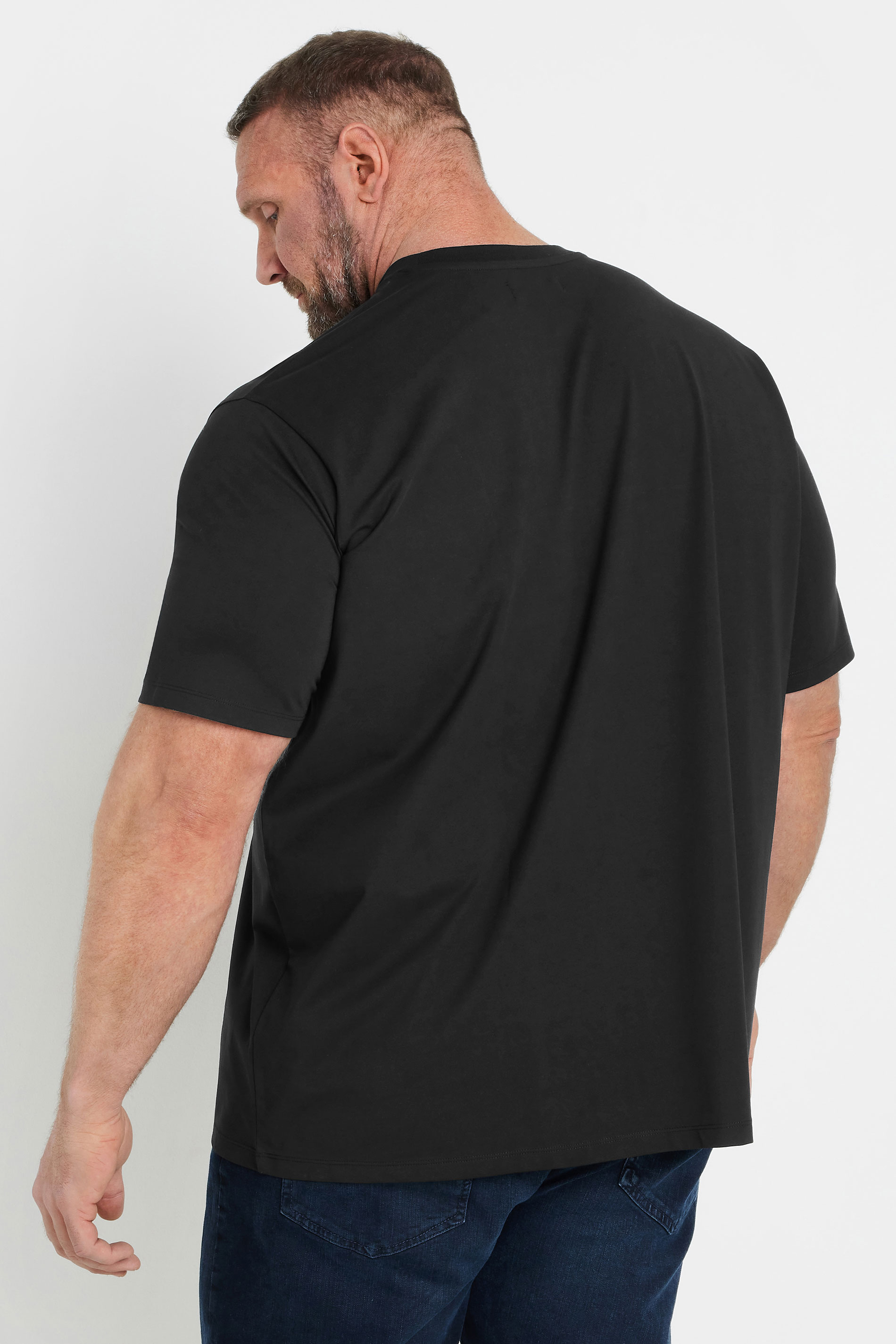 BadRhino Big & Tall Black Soft Touch Relaxed Fit T-Shirt | BadRhino 4