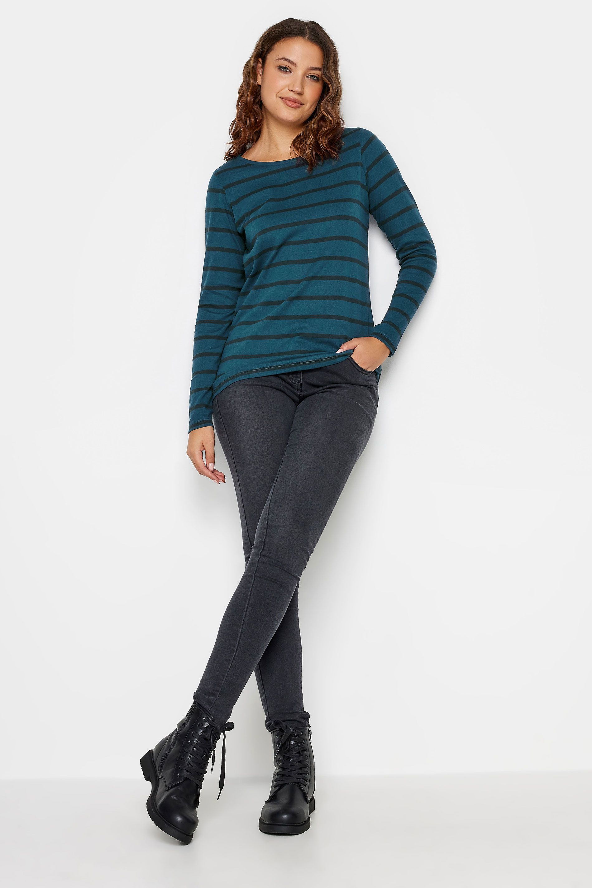 LTS Tall 3 PACK Blue & Black Stripe Long Sleeve Cotton T-Shirt | Long Tall Sally  3