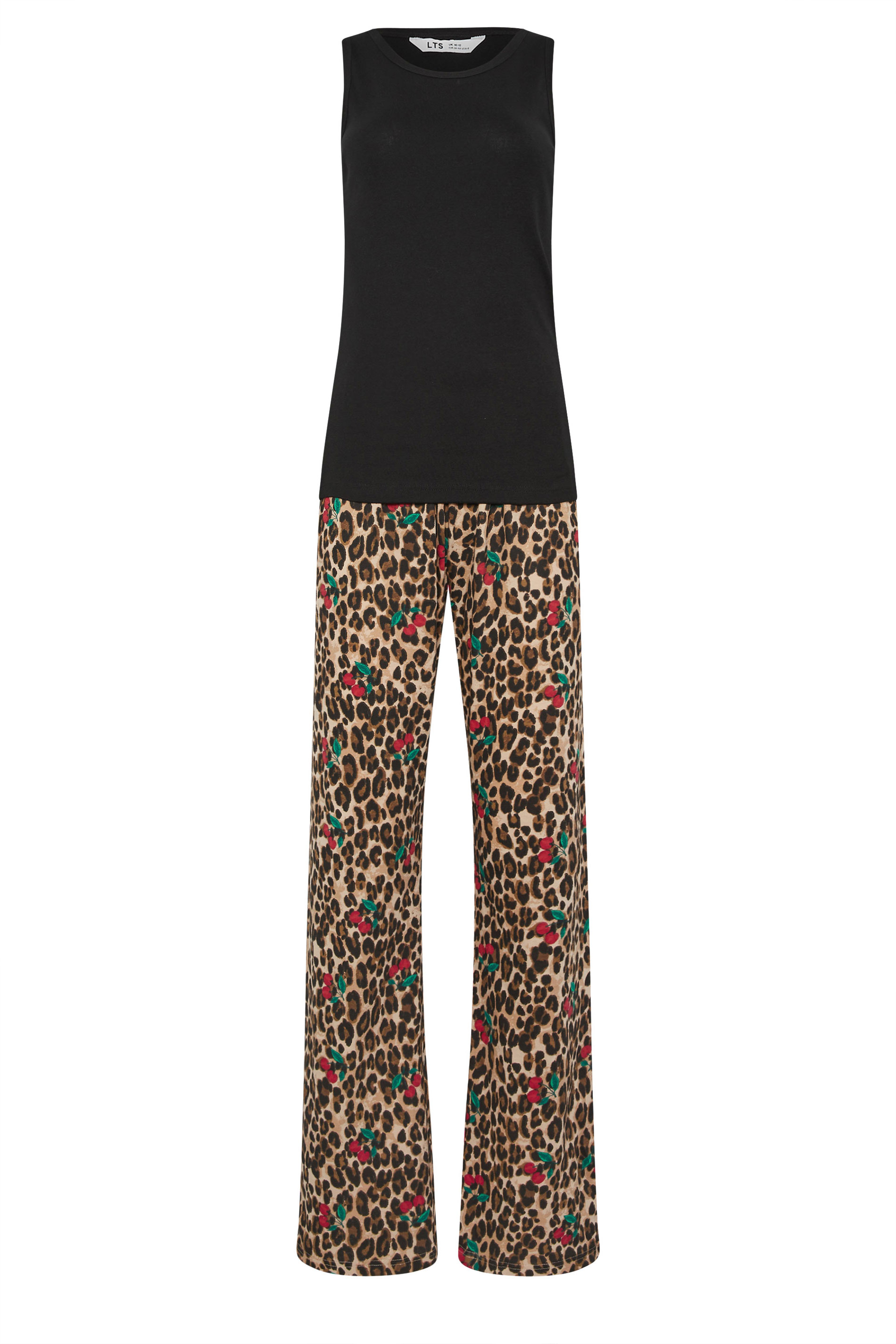 LTS Tall Women's Black Cherry & Leopard Cotton Pyjama Set | Long Tall Sally 5