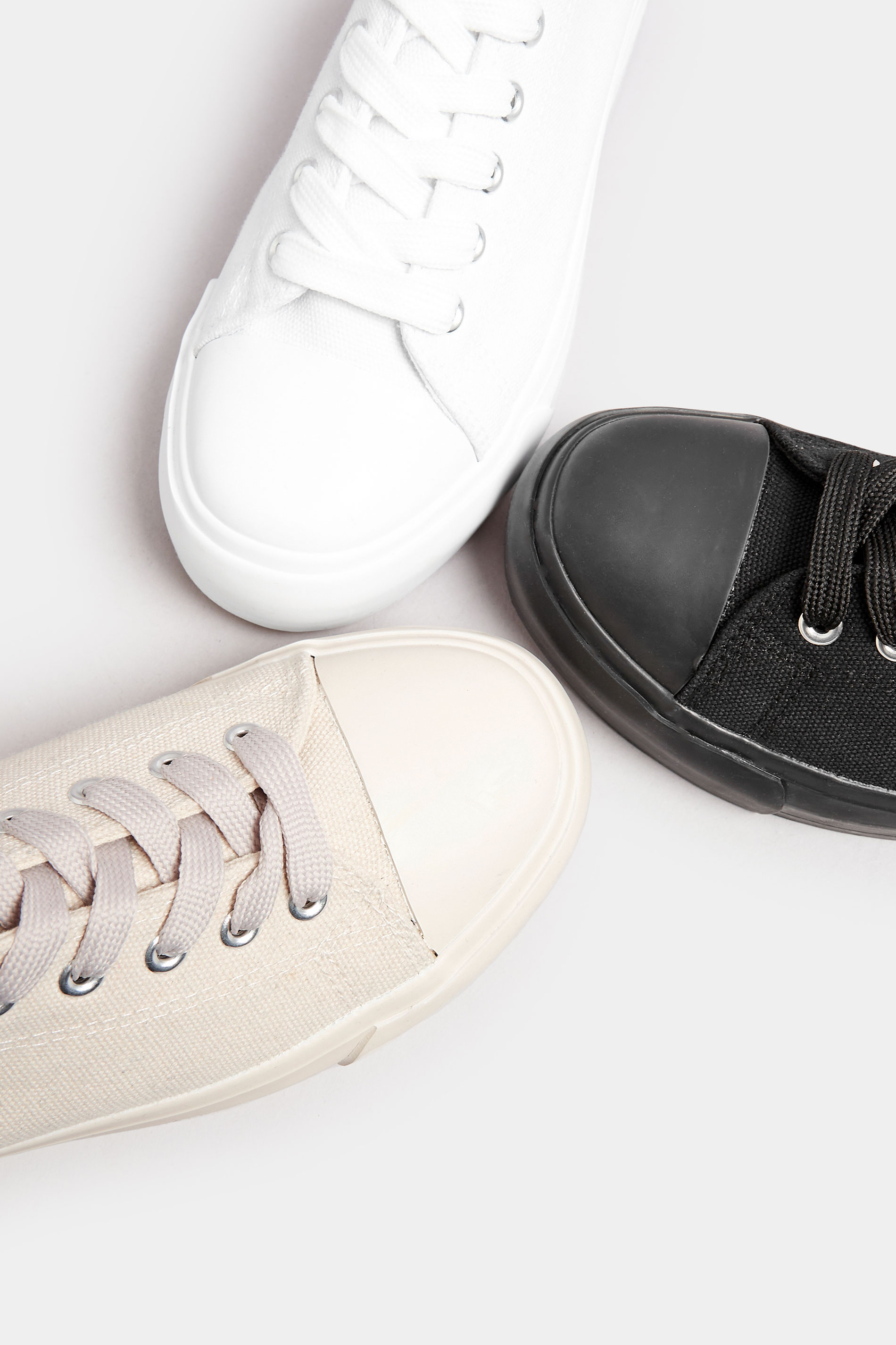 White Canvas Trainers In Wide E & Extra Wide EEE Fit | Yours Clothing 6