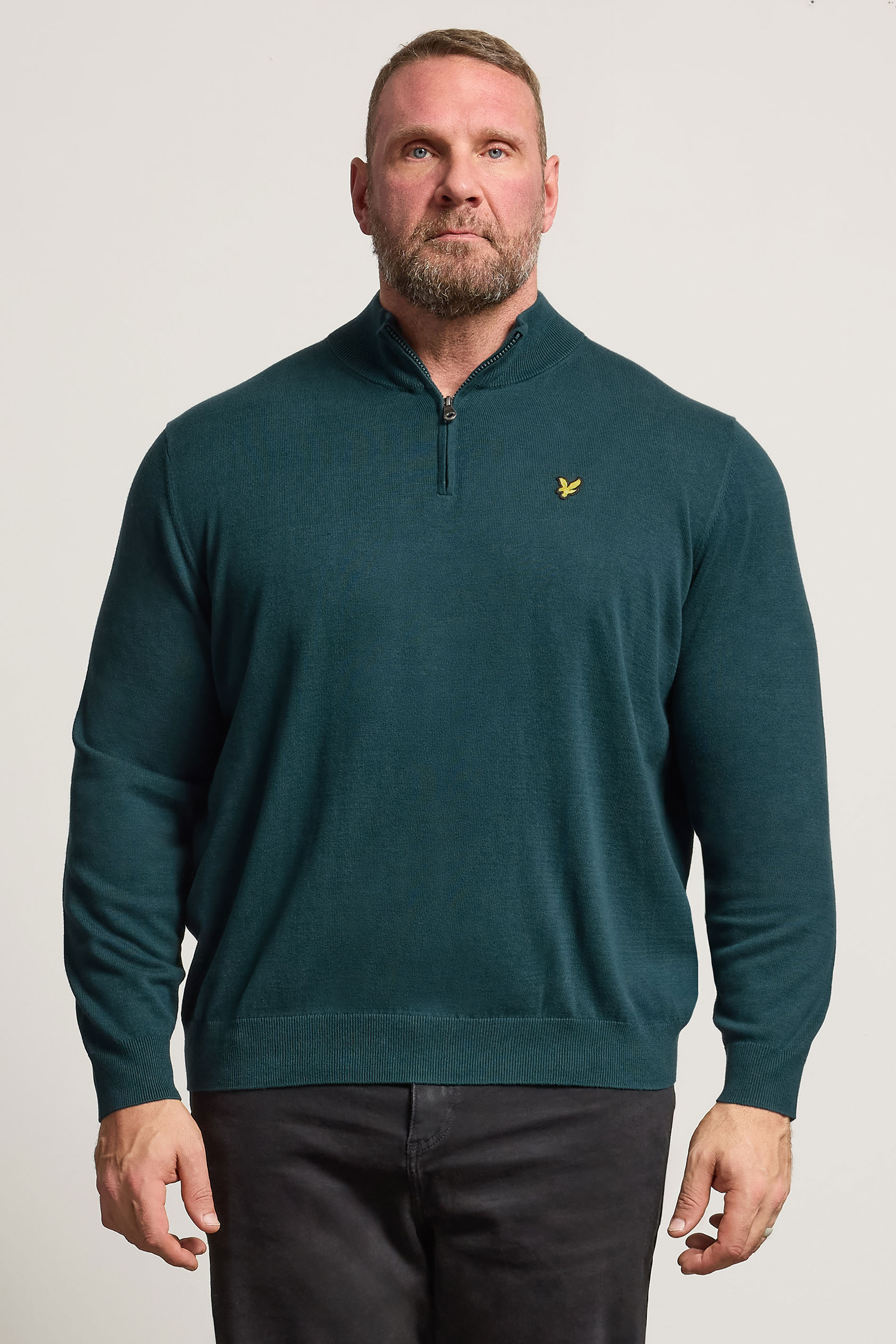 LYLE & SCOTT Big & Tall Teal Blue Quarter Zip Jumper | BadRhino 1