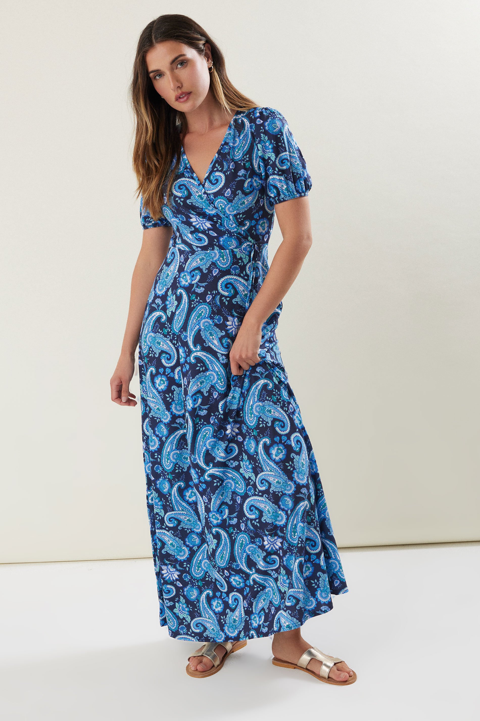 LTS Tall Royal Blue Floral Paisley Print Wrap Maxi Dress | Long Tall Sally 1