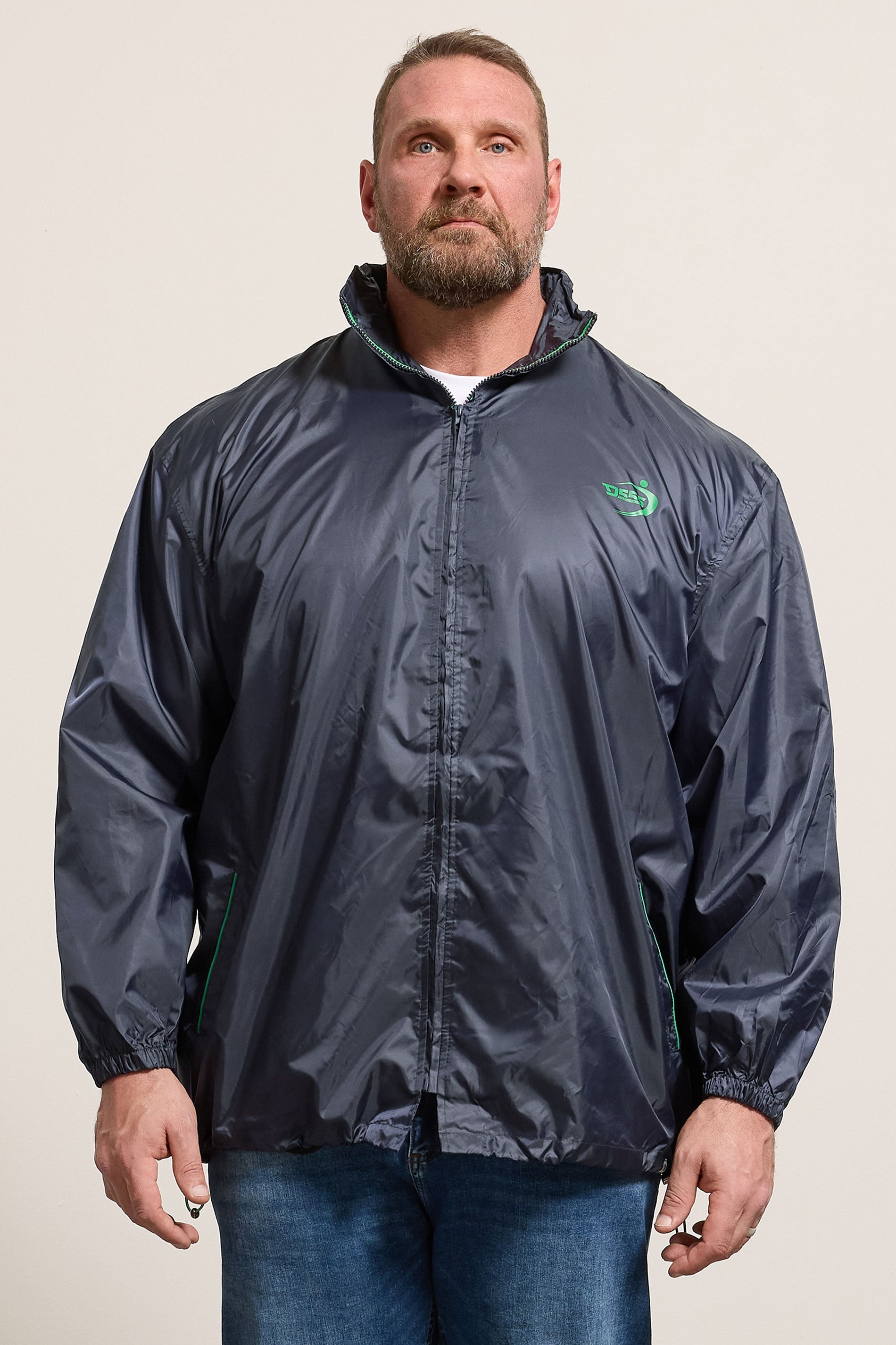 D555 Big & Tall Navy Blue Packaway Rain Jacket | BadRhino 3