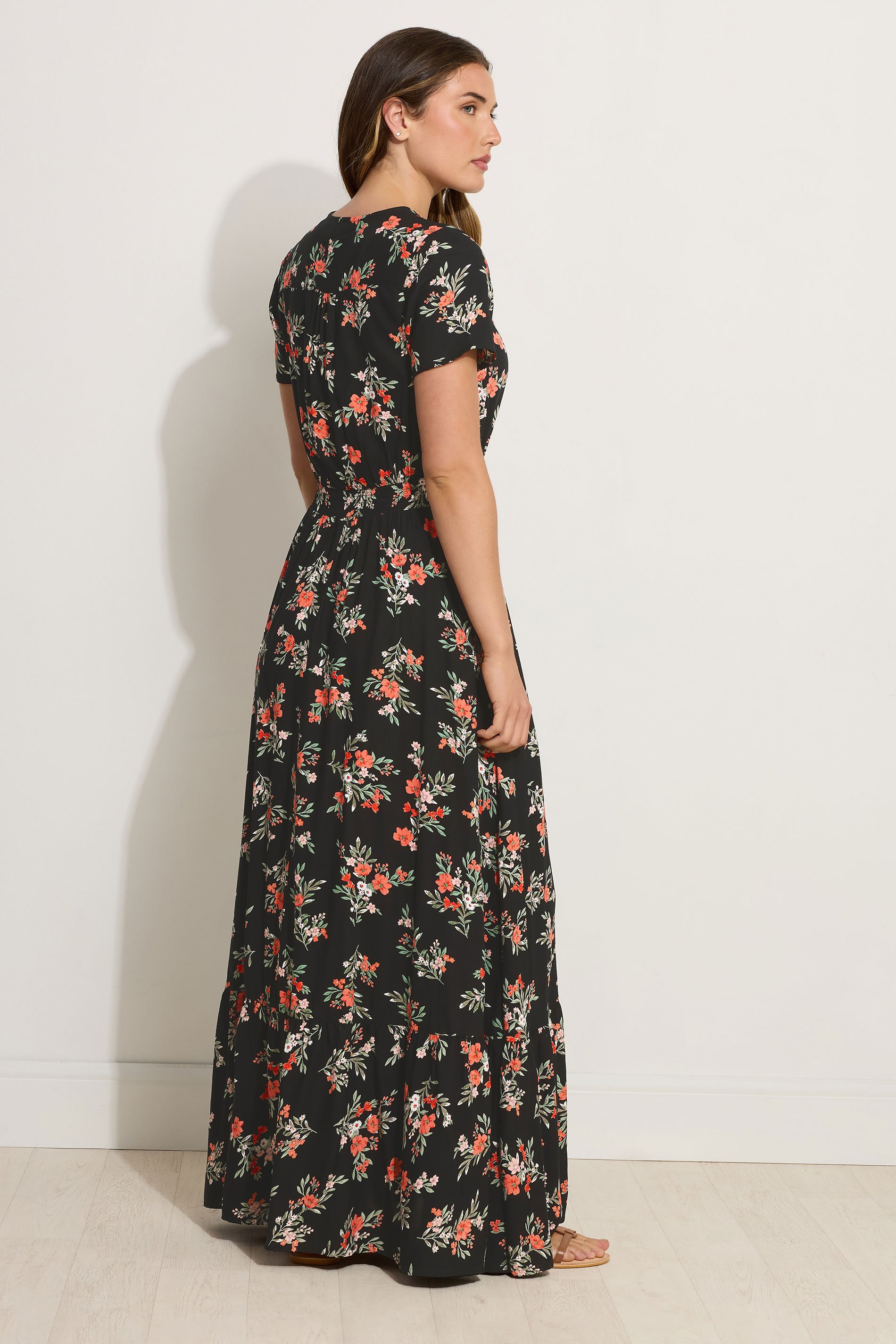 LTS Tall Black Floral Print Button Maxi Dress | Long Tall Sally 3