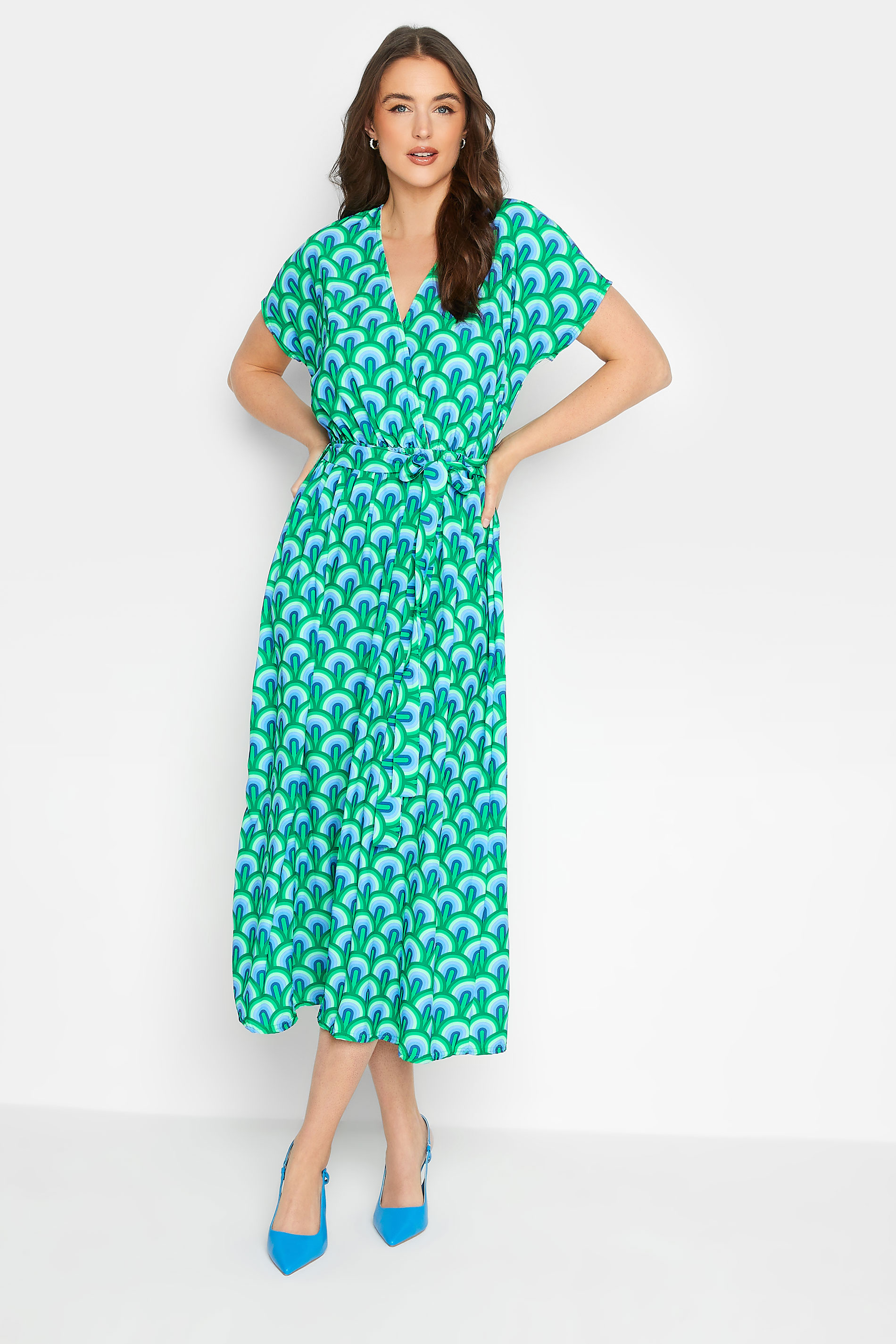 LTS Tall Women's Green Geometric Print Wrap Dress | Long Tall Sally 3