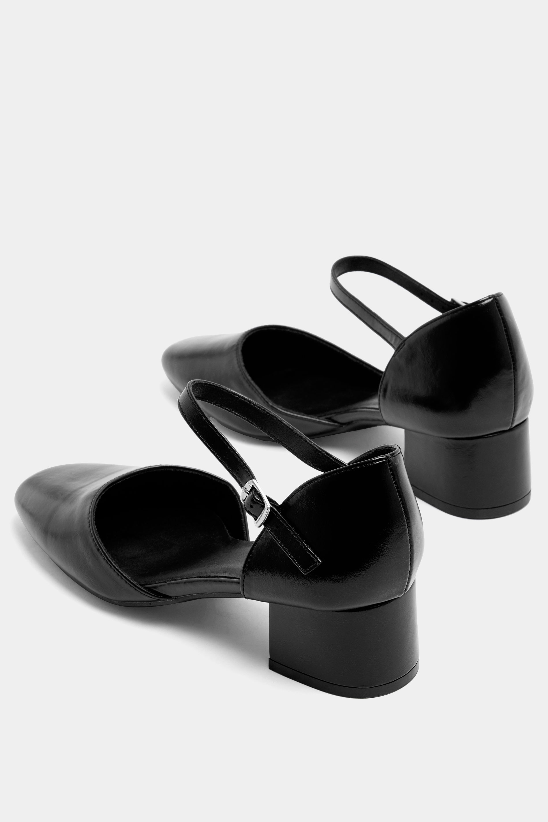 Black Square Toe Block Heels In Wide E | Yours Clothing 3
