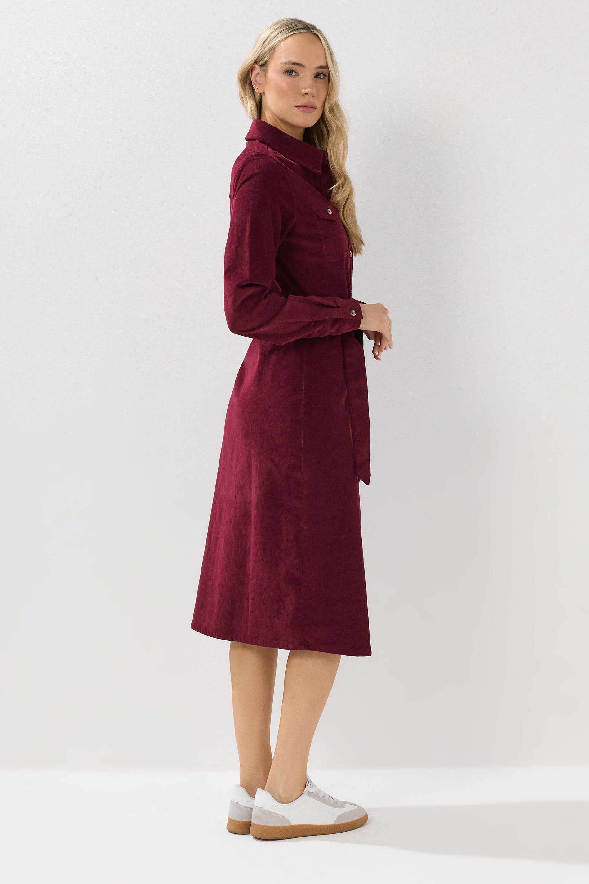 LTS Tall Berry Red Cord Shirt Dress | Long Tall Sally 3