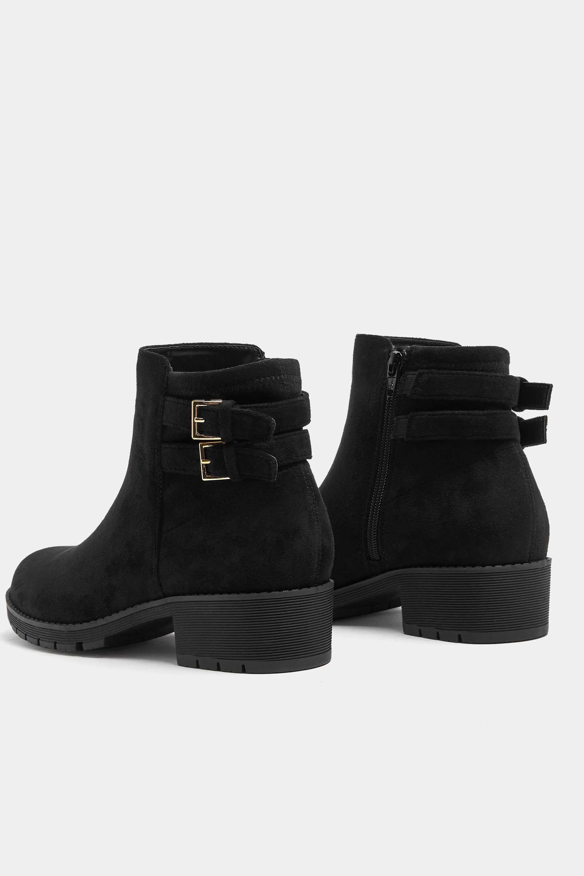 Black Double Buckle Chelsea Boots In Wide E Fit | Yours Clothing 4